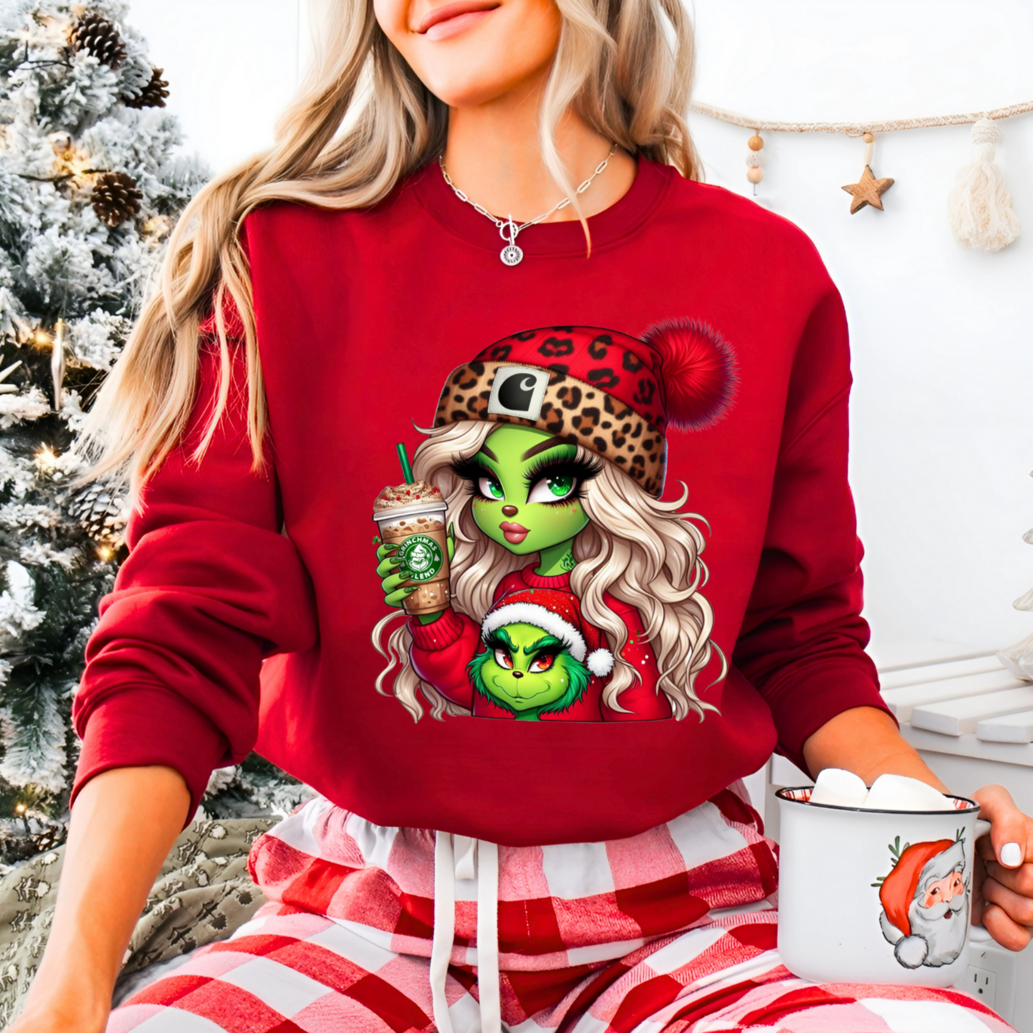 Women’s “Boujee Green Girl” Christmas Sweatshirt or Tshirt – Unisex Holiday Pullover