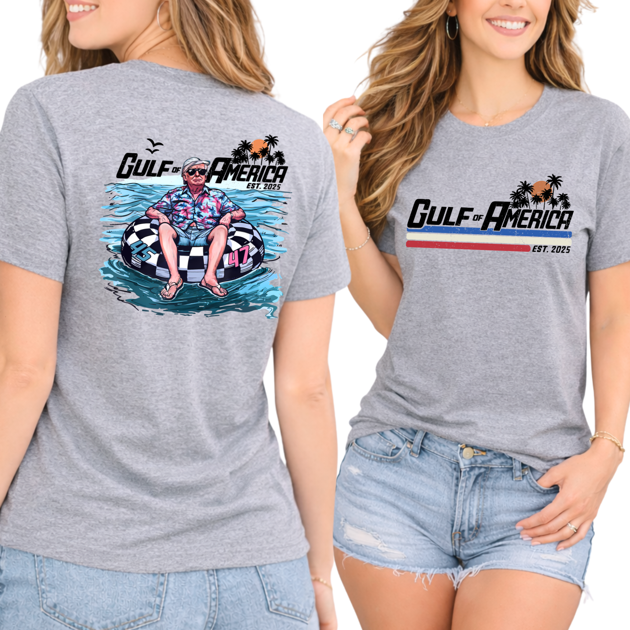 Trump 45 & 47 Gulf of America Double-Sided T-Shirt, Sweatshirt & Hoodie