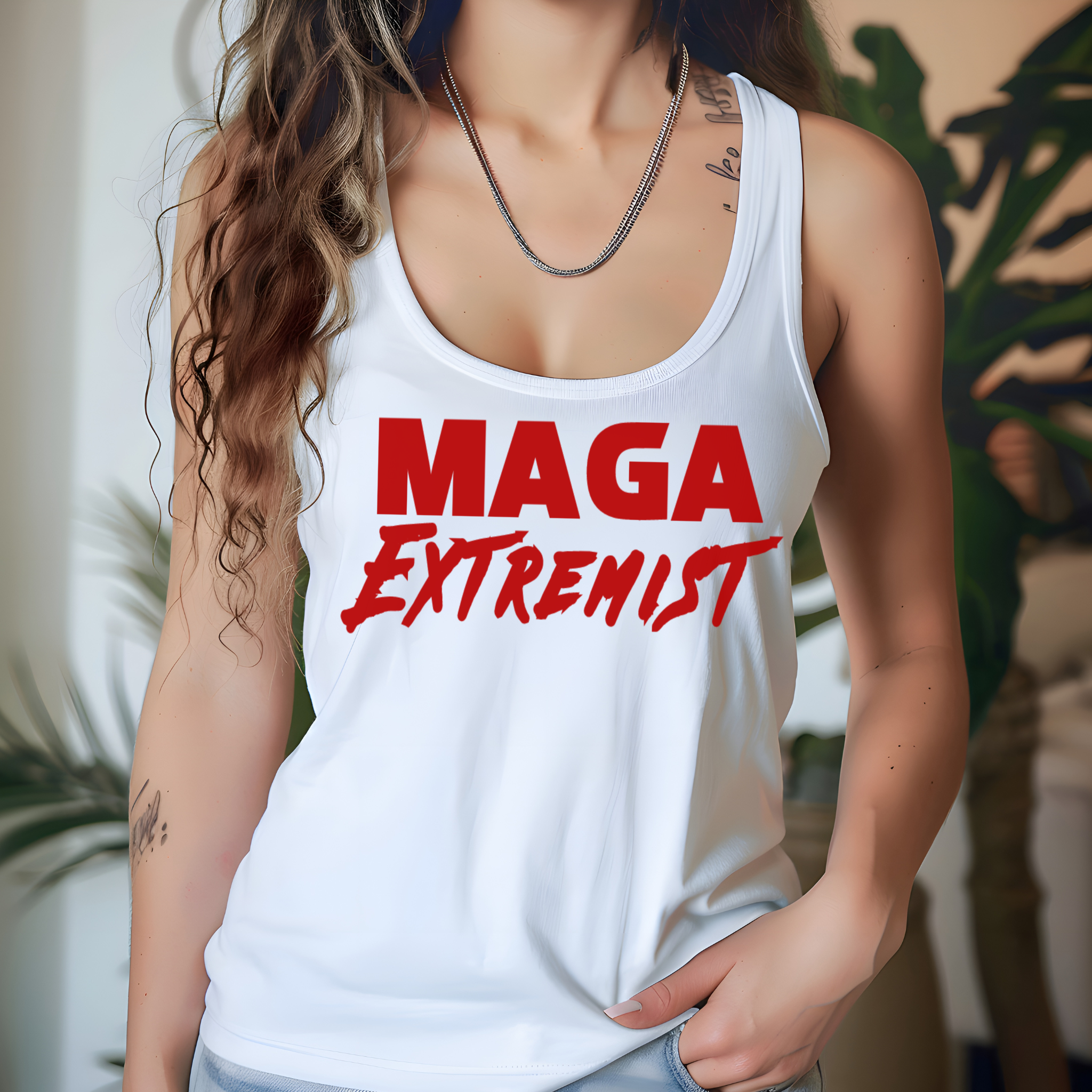 MAGA Extremist Tank Top – Women's Racerback Graphic Tank