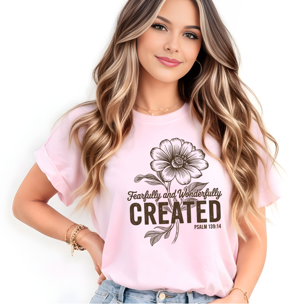 Fearfully and Wonderfully Created Shirt – Psalm 139:14 Christian T-Shirt, Sweatshirt & Hoodie for Women