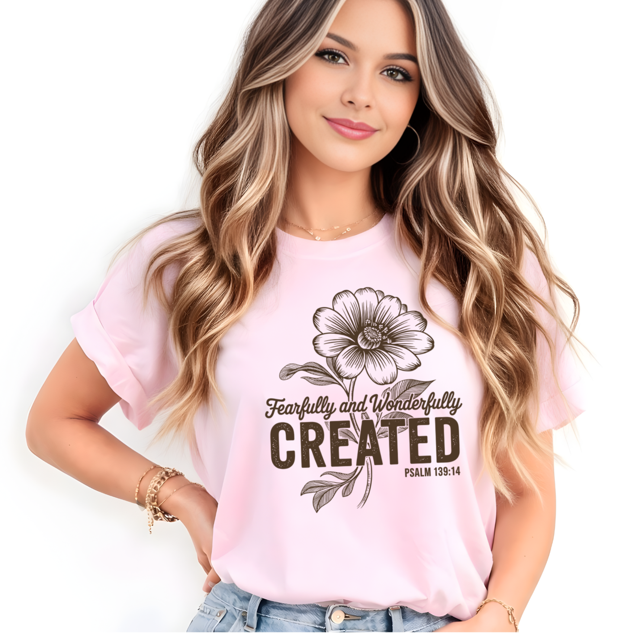 Fearfully and Wonderfully Created Shirt – Psalm 139:14 Christian T-Shirt, Sweatshirt & Hoodie for Women