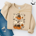 Cute Ghost Pumpkin Halloween Sweatshirt – Fall Cozy Spooky Crewneck for Women