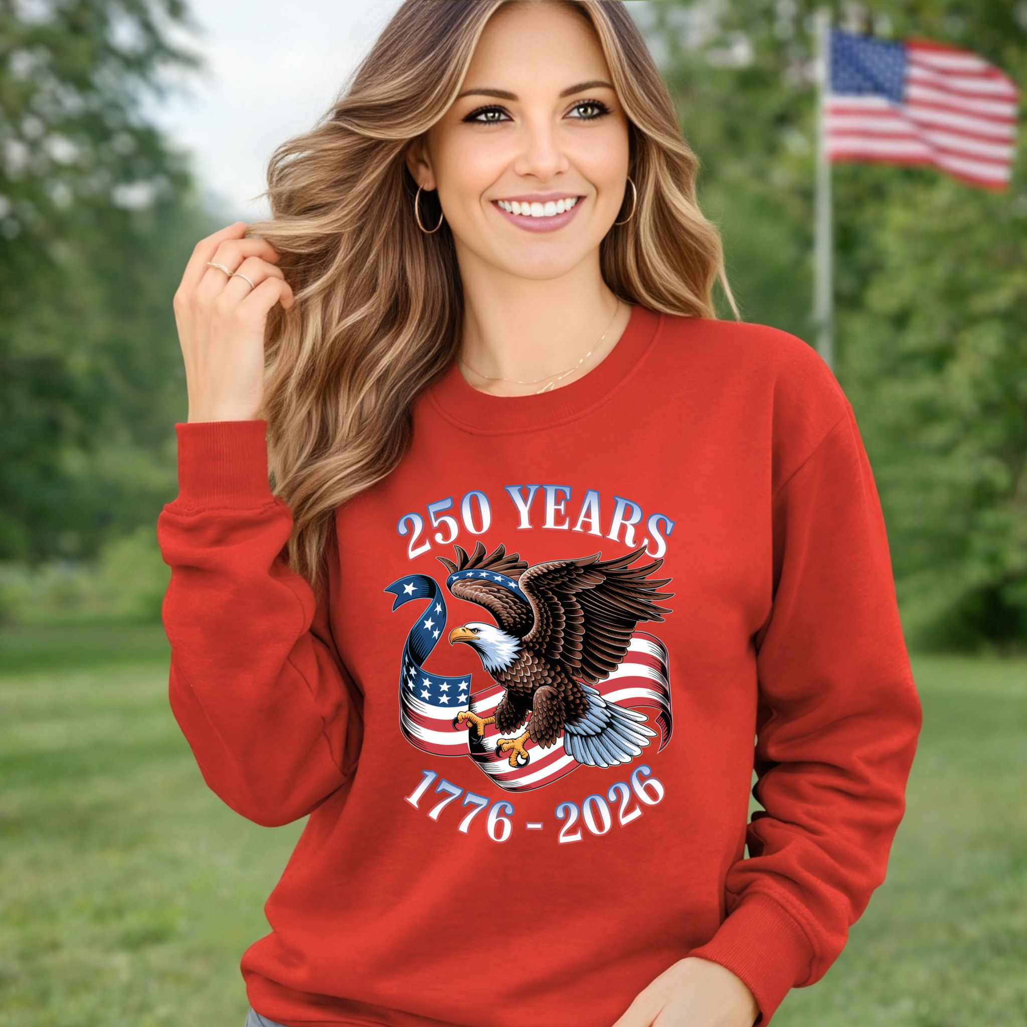 250 Years Strong – Women's Patriotic Eagle Tee, Sweatshirt & Hoodie