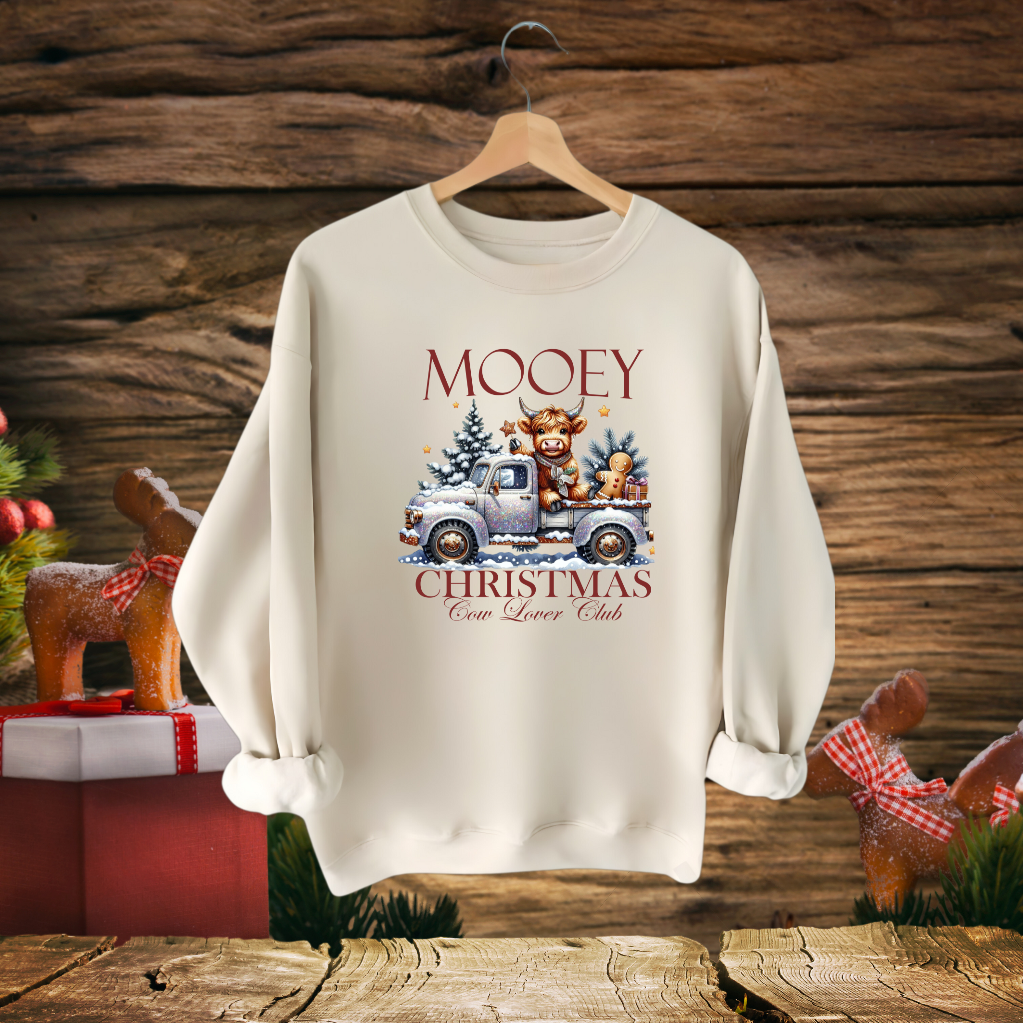 Mooey Christmas Cow Lover Sweatshirt – Funny Holiday Farm Shirt