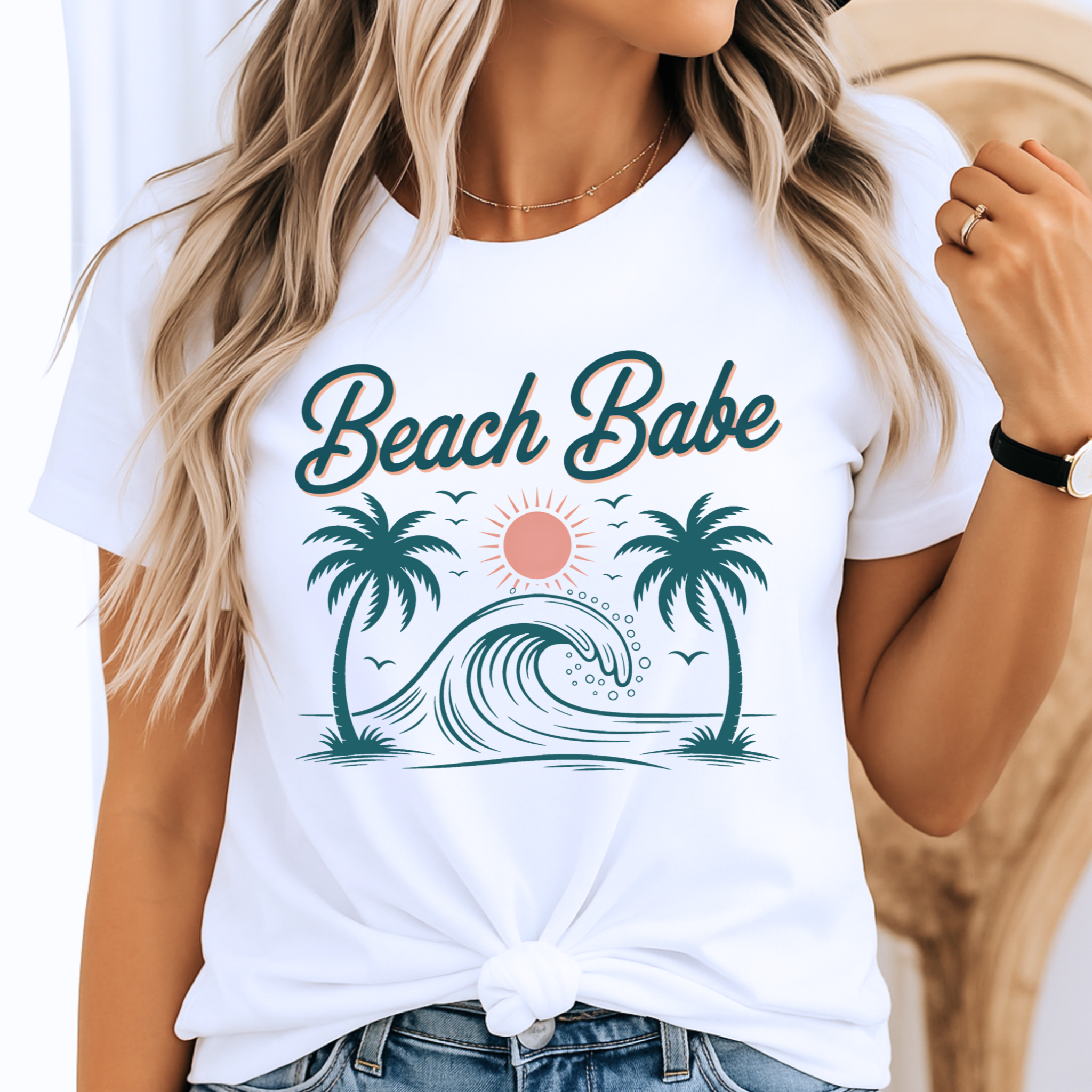 Beach Babe Graphic T-Shirt – Retro Summer Shirt for Women & Teens