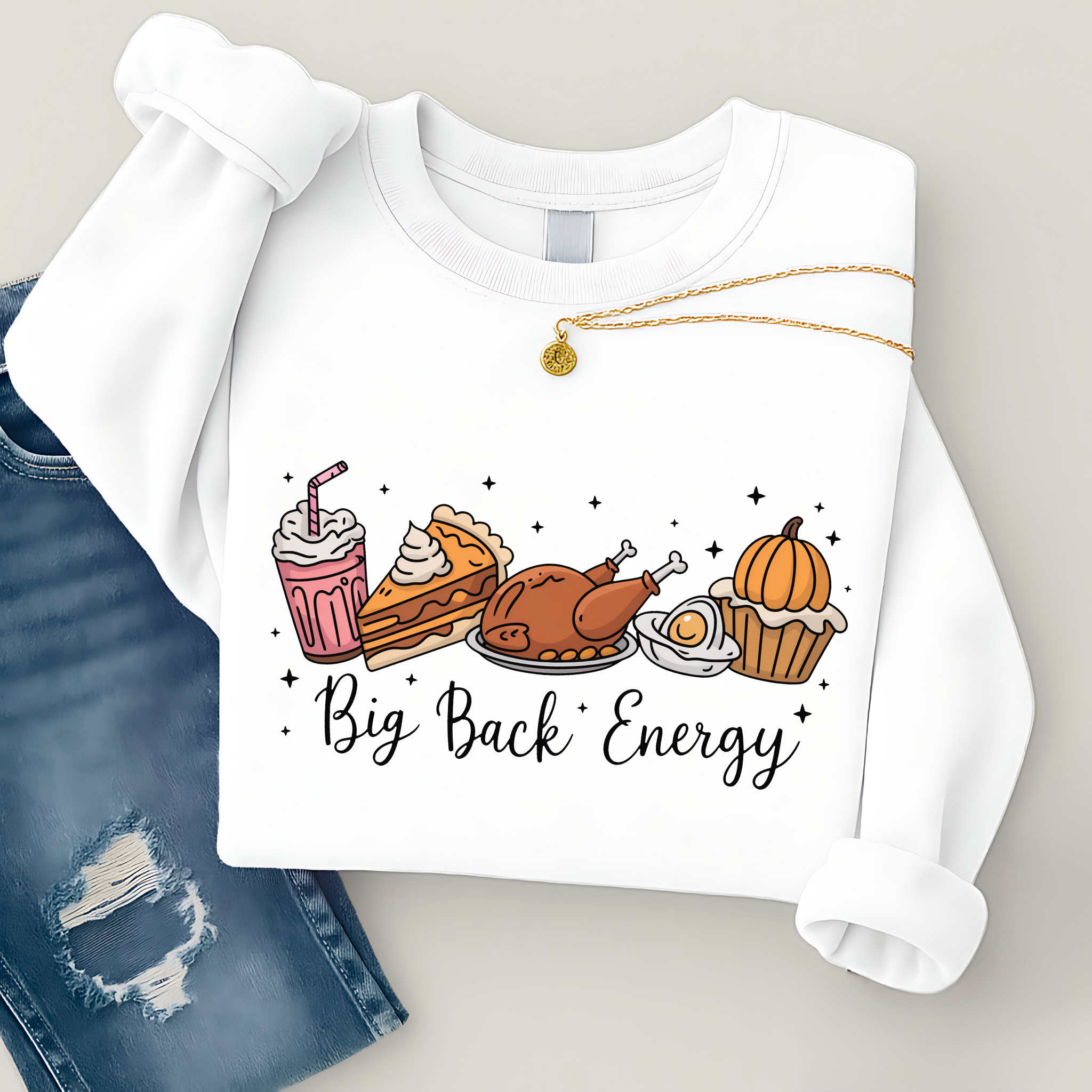 Big Back Energy Thanksgiving Sweatshirt – Funny Fall Turkey Day Outfit