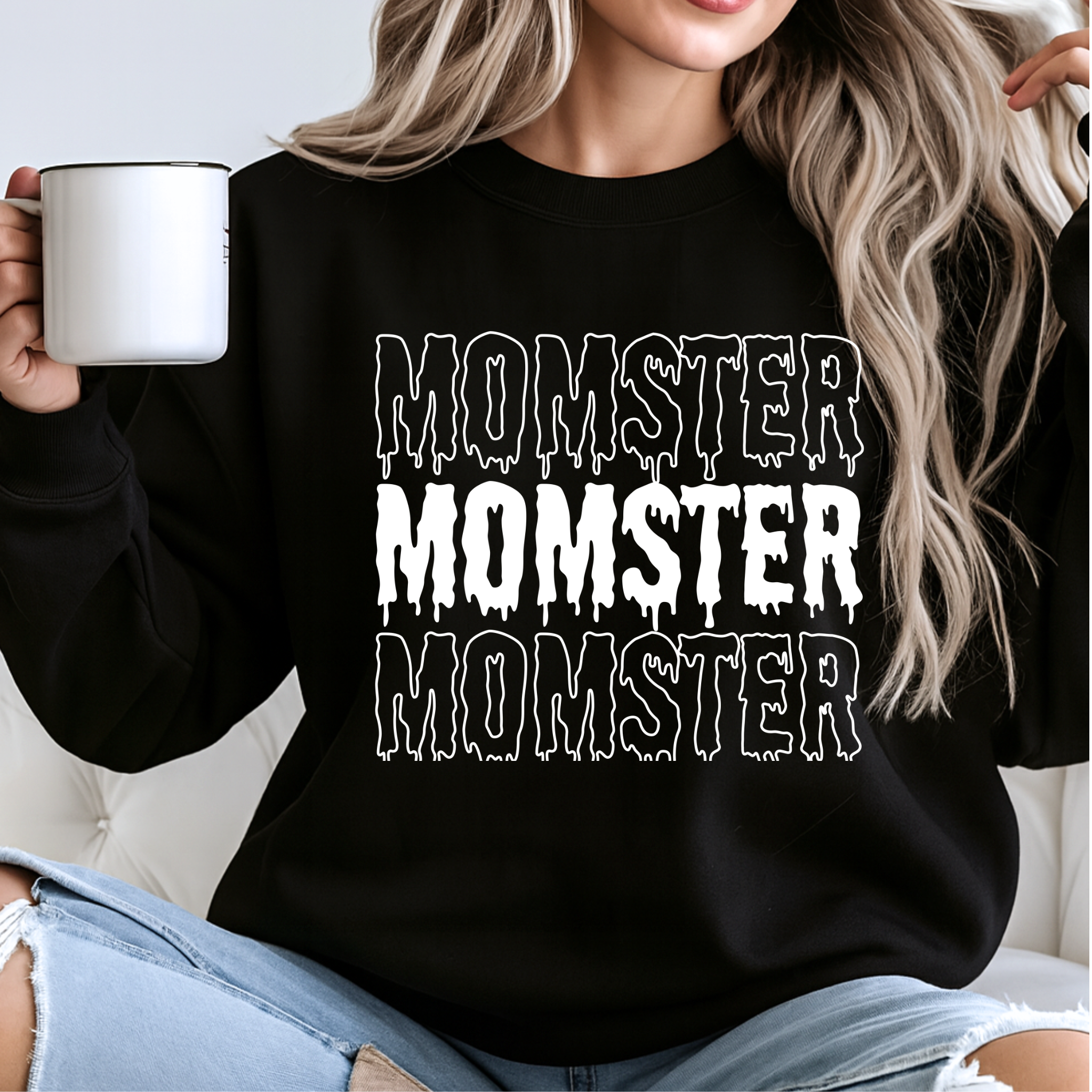 Momster Halloween Sweatshirt – Funny Fall Graphic Pullover for Women