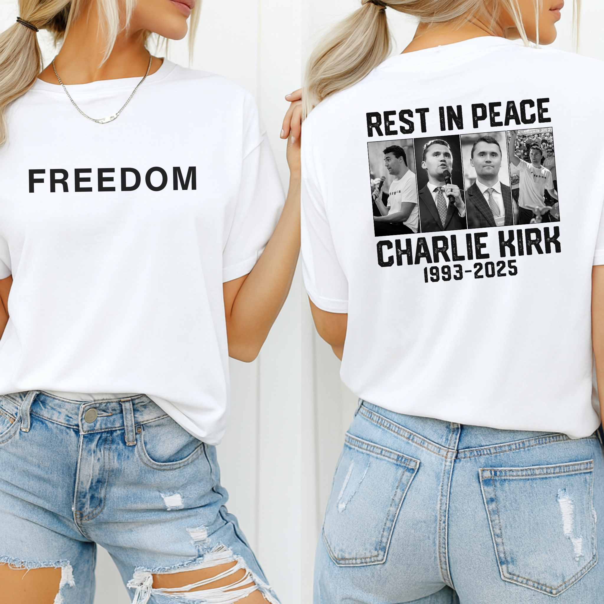 Charlie Kirk Women’s  Freedom T-Shirt | Memorial T-Shirt
