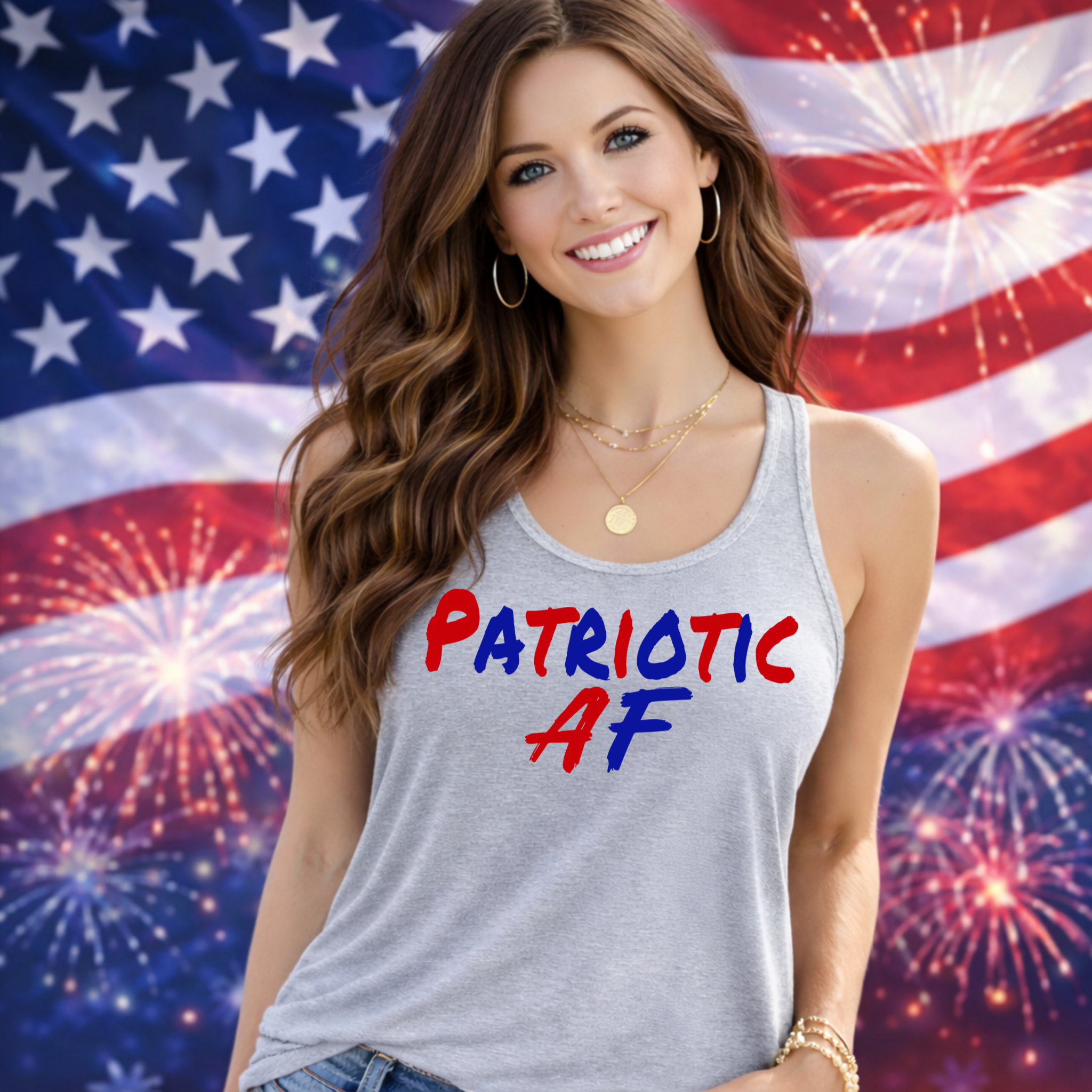 Patriotic AF Women's Racerback Tank Top