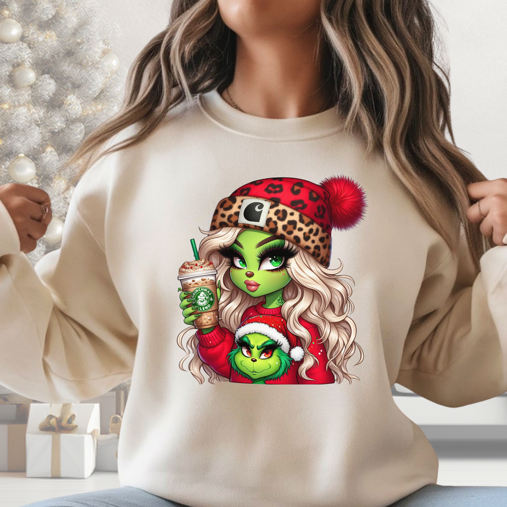Women’s “Boujee Green Girl” Christmas Sweatshirt or Tshirt – Unisex Holiday Pullover