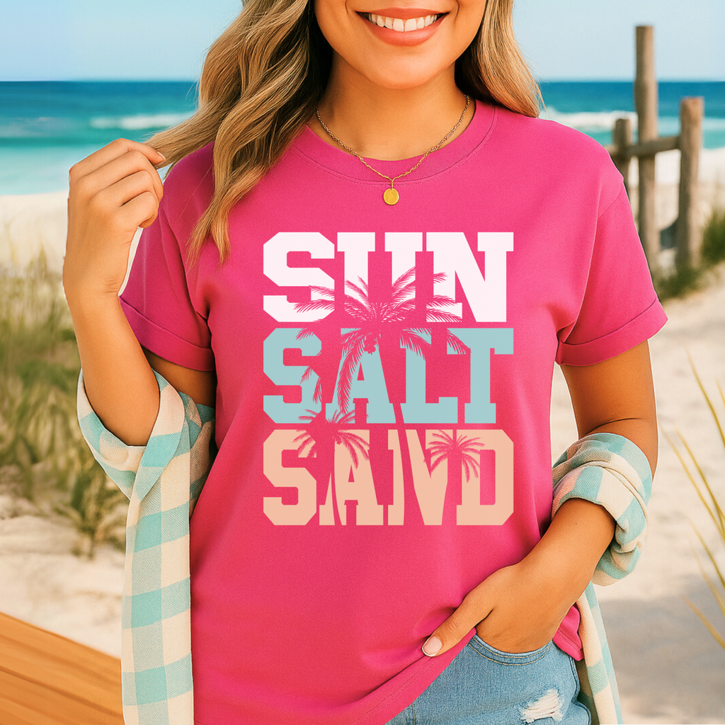 Sun Salt Saved Retro Beach Graphic Tee – Trendy Summer Shirt