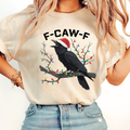 F-CAW-F Funny Christmas Crow Shirt | Raven Santa Hat Tee