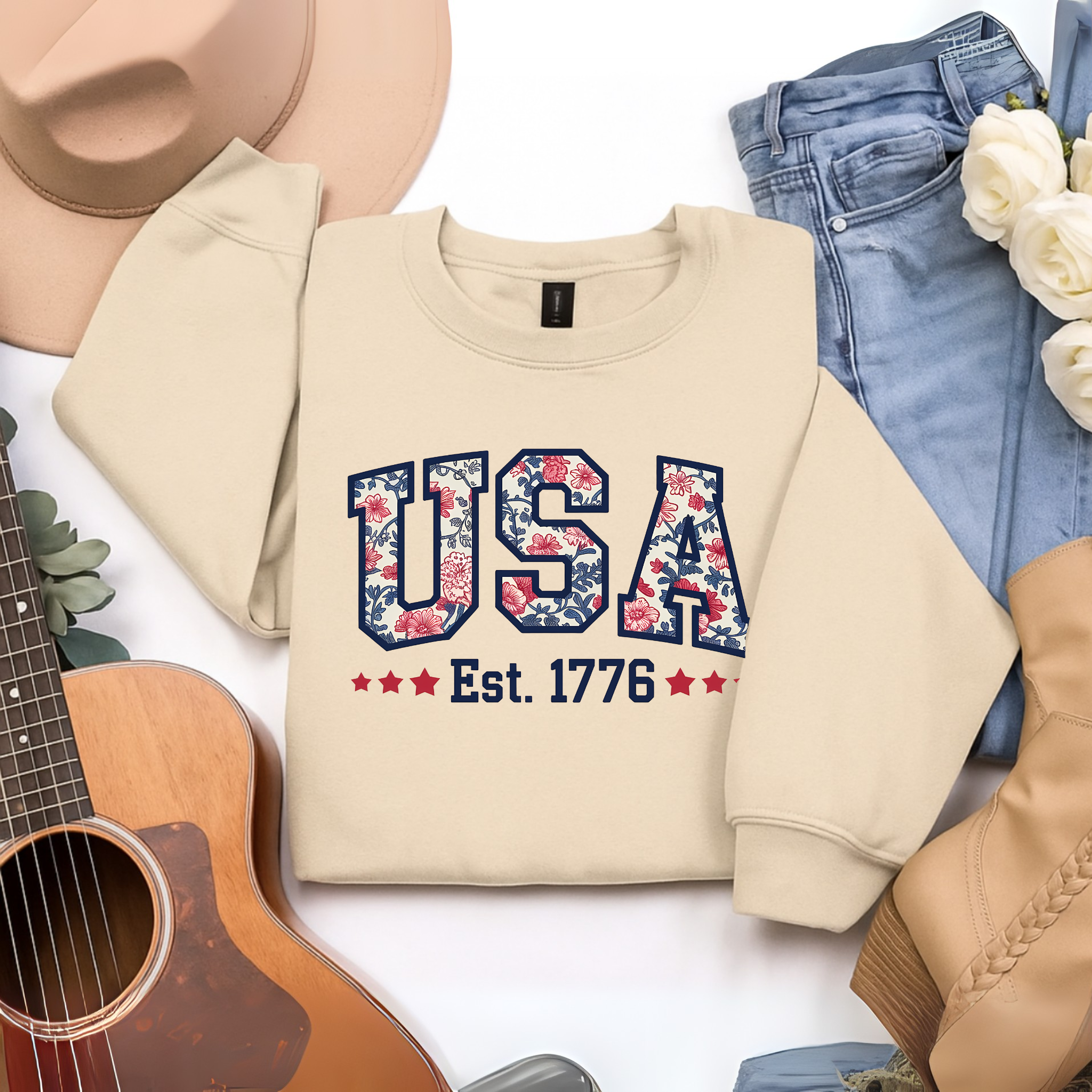 USA Est. 1776 Floral Patriotic Shirt – America 250 | Women's