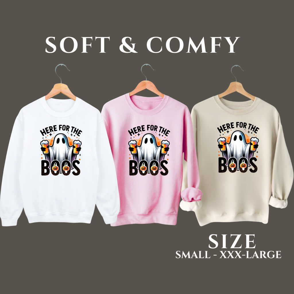 Here For The Boos Halloween Sweatshirt – Funny Ghost Beer Pullover