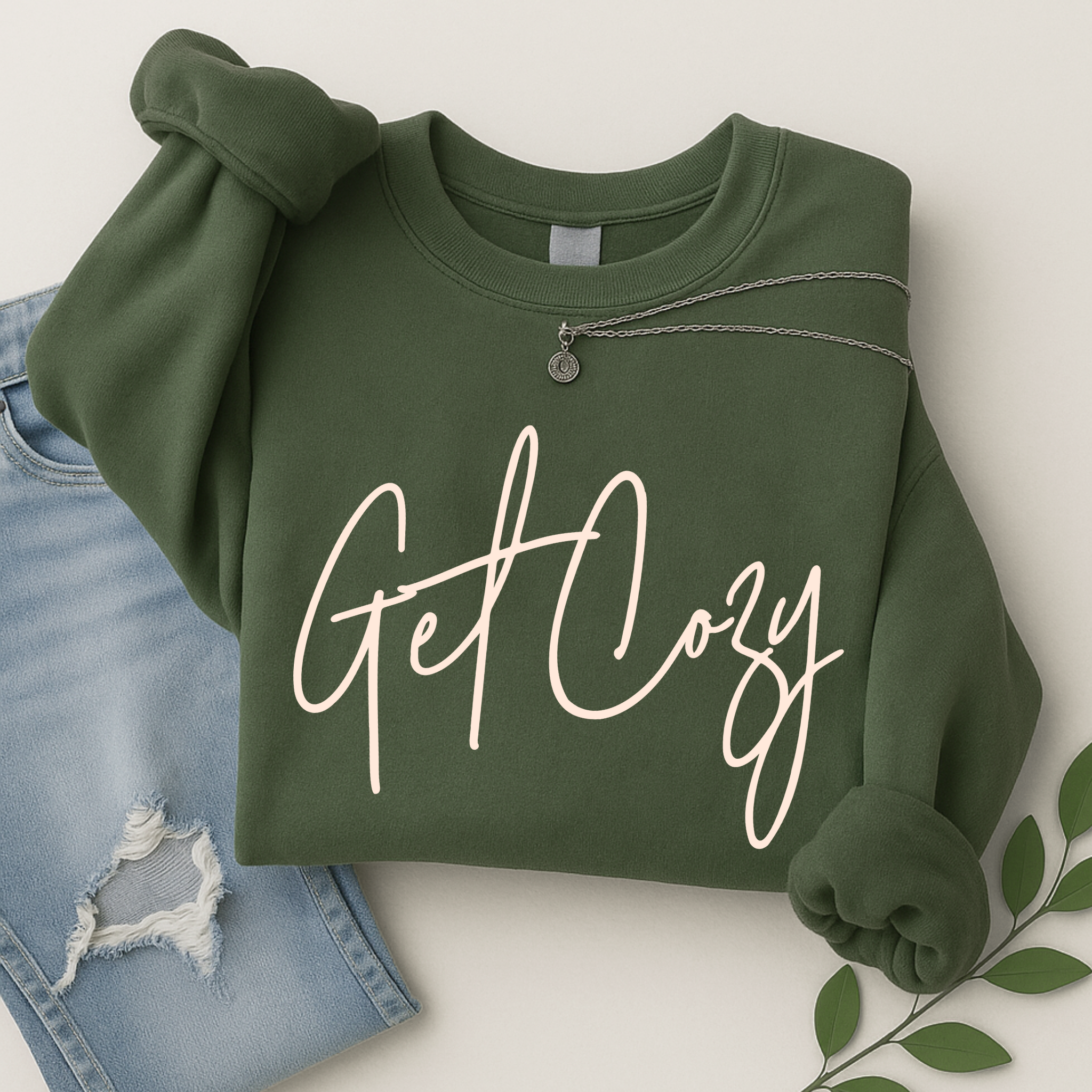 Get Cozy Sweatshirt – Cozy Fall Crewneck for Women, Cute Winter Pullover, Casual Autumn Layering Top