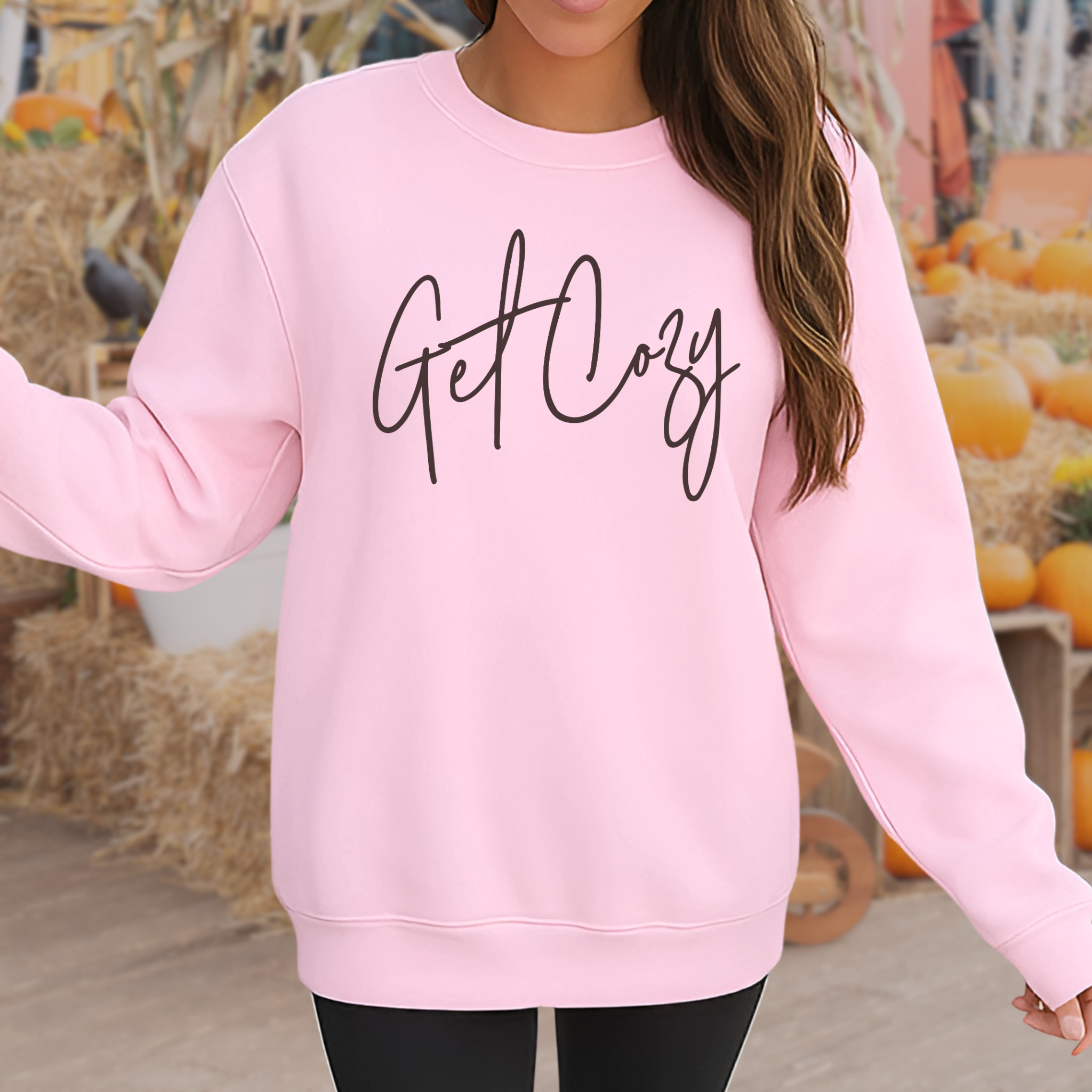 Get Cozy Sweatshirt – Cozy Fall Crewneck for Women, Cute Winter Pullover, Casual Autumn Layering Top