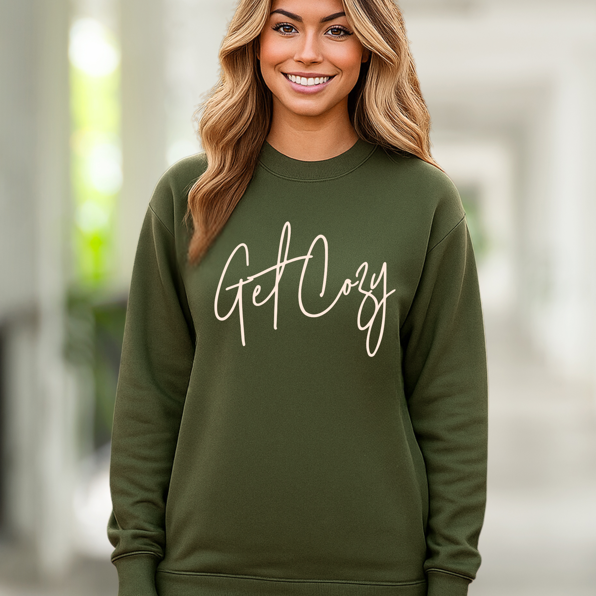 Get Cozy Sweatshirt – Cozy Fall Crewneck for Women, Cute Winter Pullover, Casual Autumn Layering Top