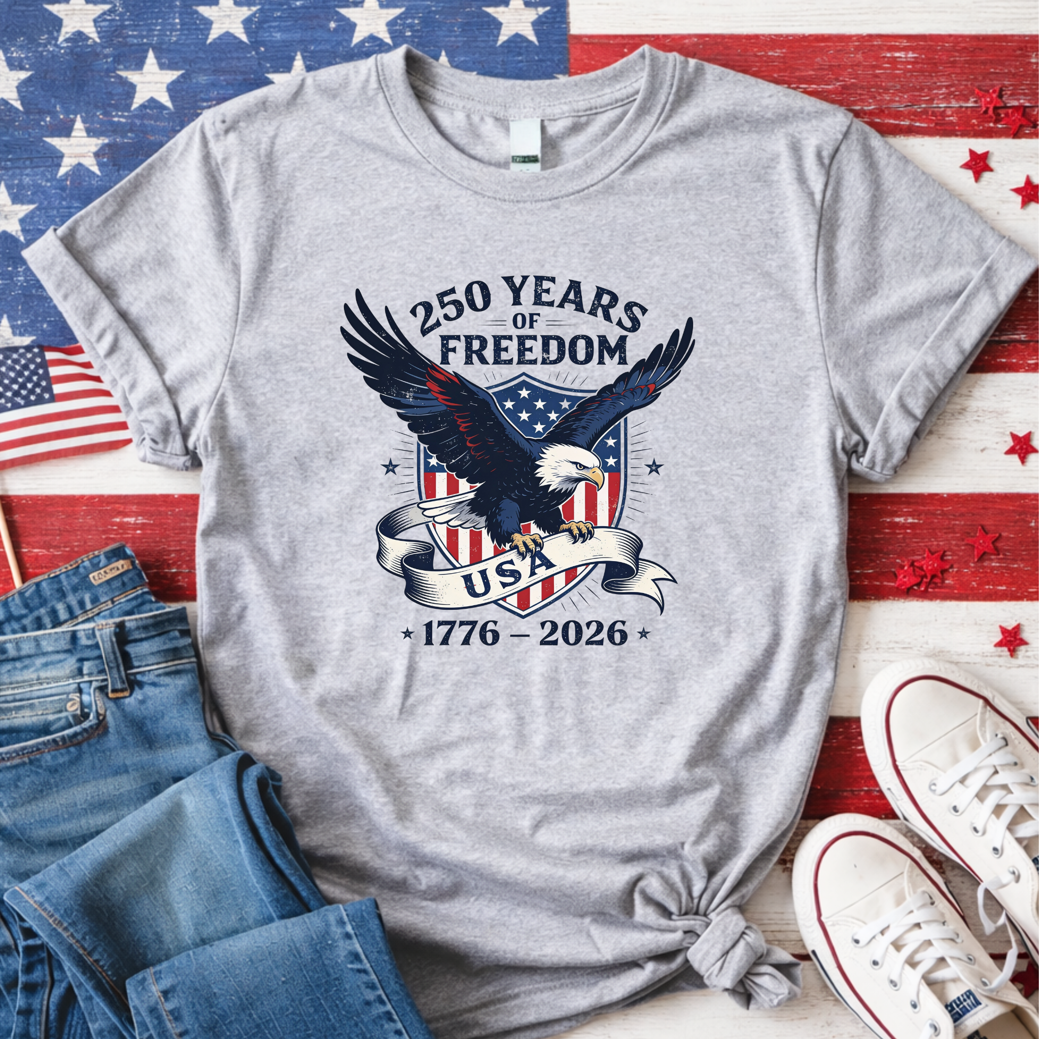 America 250 Eagle Patriotic T-Shirt, Sweatshirt & Hoodie – 1776–2026