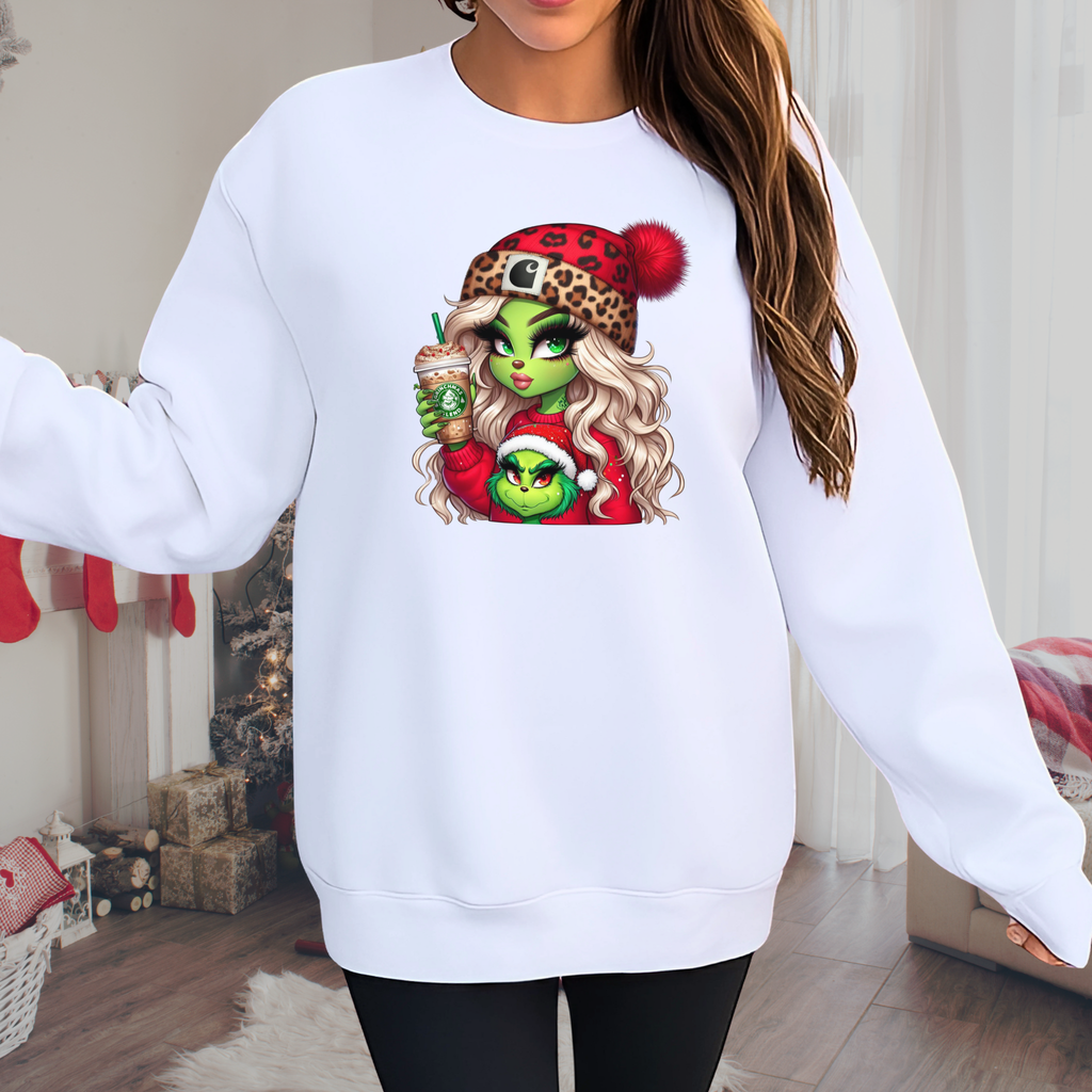 Women’s “Boujee Green Girl” Christmas Sweatshirt or Tshirt – Unisex Holiday Pullover