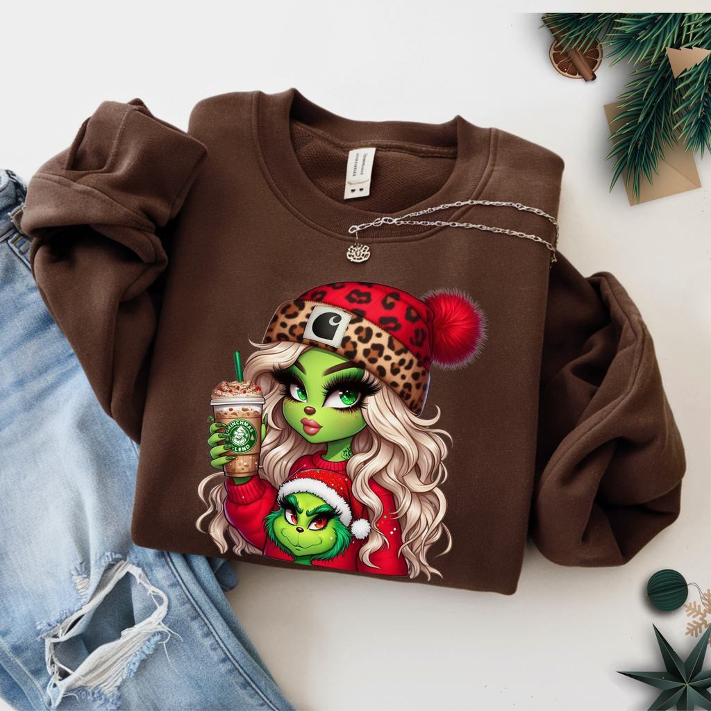 Women’s “Boujee Green Girl” Christmas Sweatshirt or Tshirt – Unisex Holiday Pullover