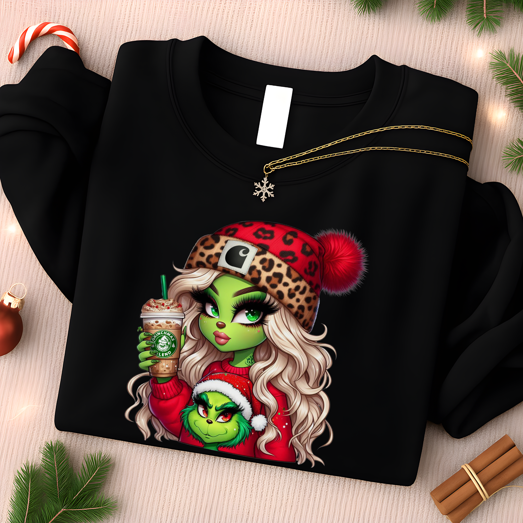 Women’s “Boujee Green Girl” Christmas Sweatshirt or Tshirt – Unisex Holiday Pullover