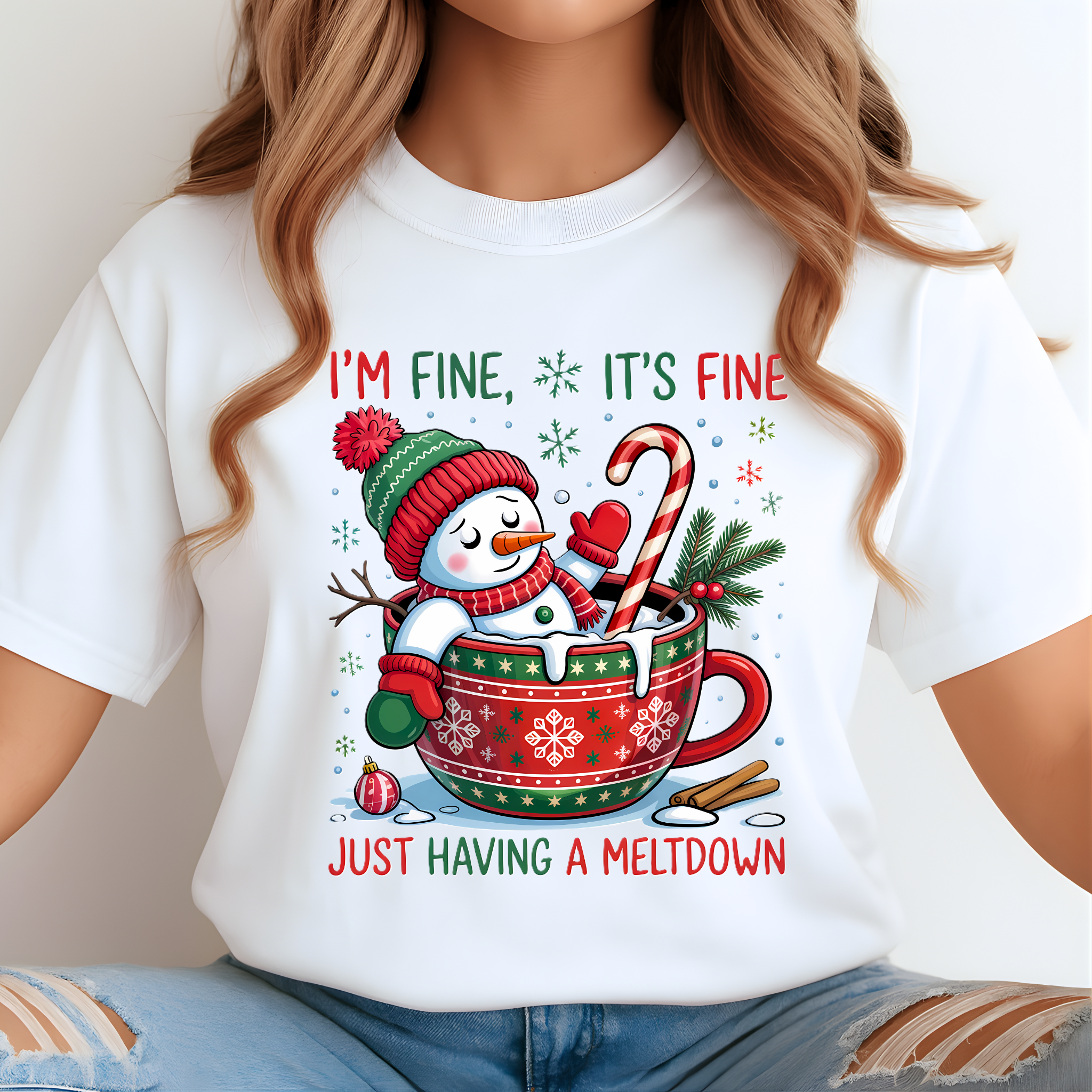 I’m Fine It’s Fine Just Having a Meltdown Christmas Shirt | Funny Holiday Tee
