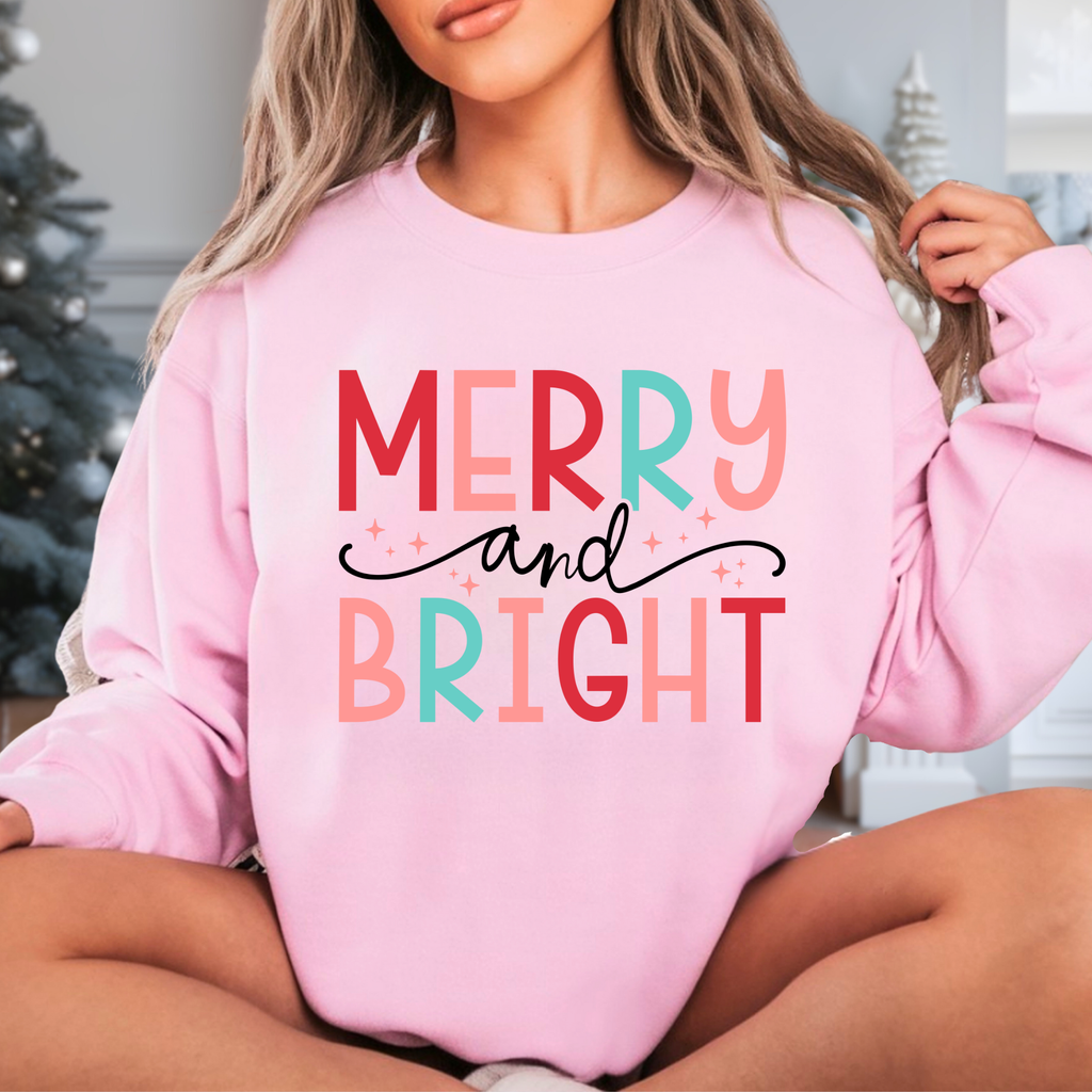 Merry & Bright Christmas Shirt, Sweatshirt or Hoodie