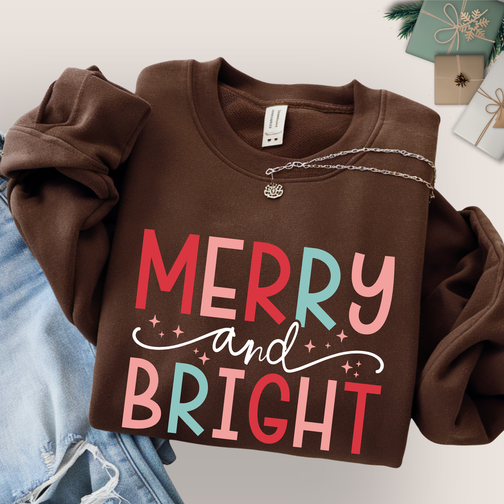 Merry & Bright Christmas Shirt, Sweatshirt or Hoodie
