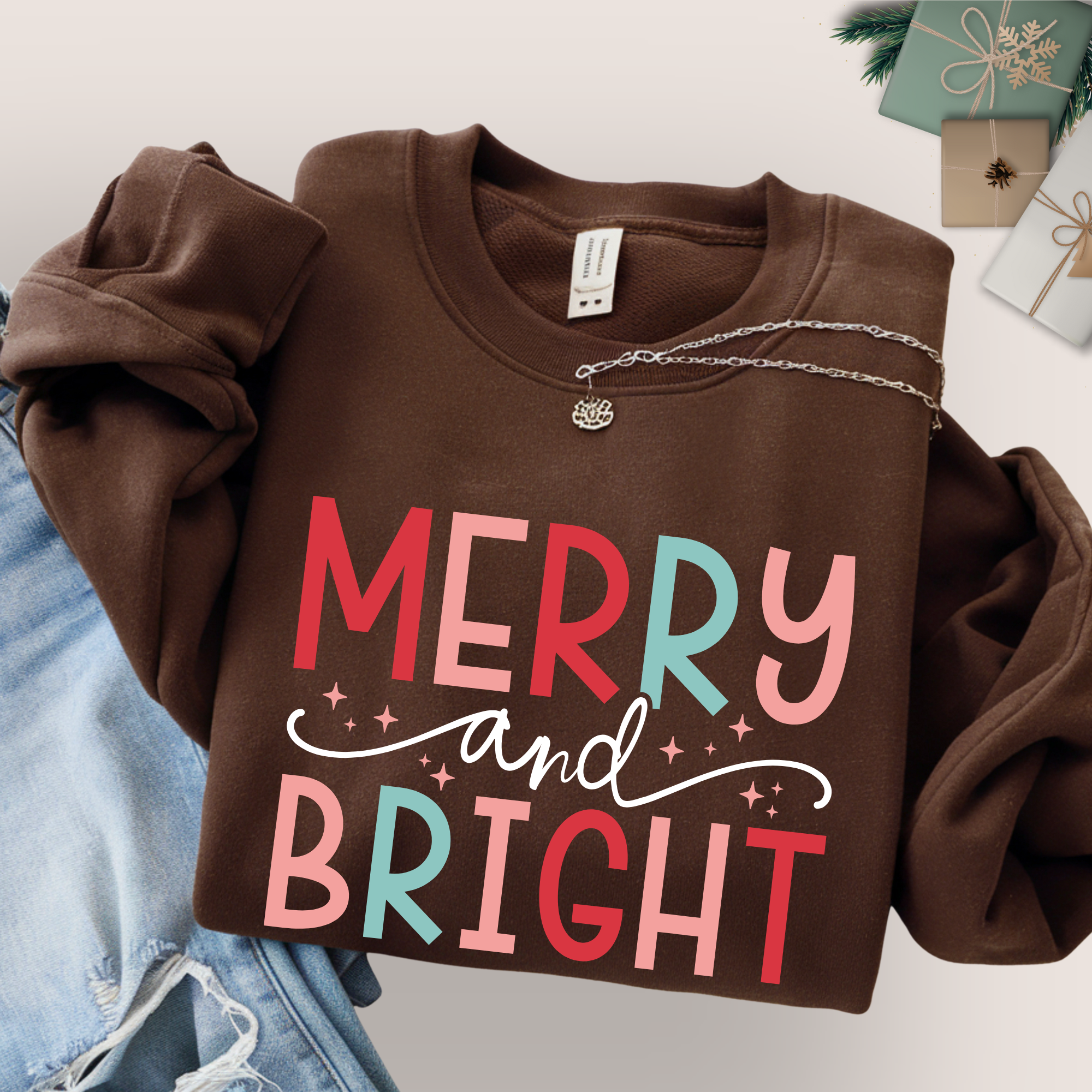 Merry & Bright Christmas Shirt, Sweatshirt or Hoodie