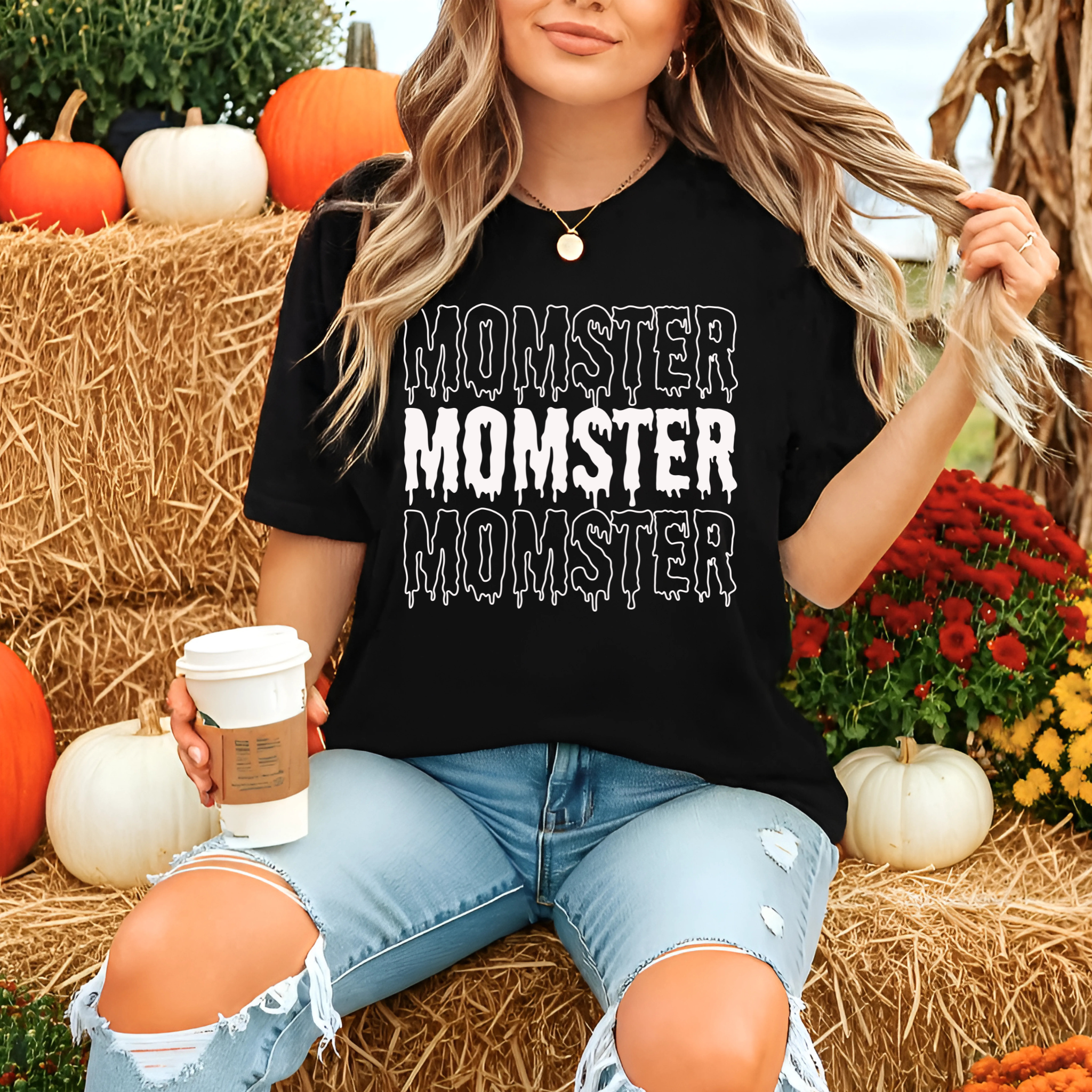 Momster Halloween T-Shirt – Funny Fall Graphic Tee for Women