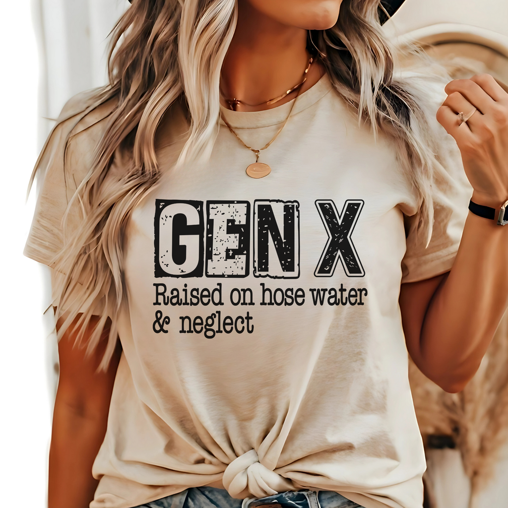 GEN X – Raised on Hose Water & Neglect Shirt | Funny 80s Nostalgia Tee