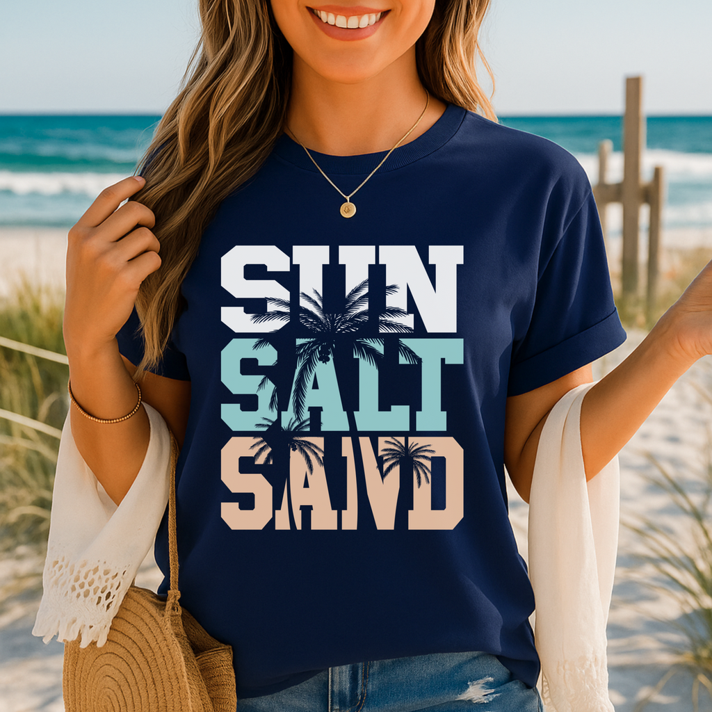 Sun Salt Saved Retro Beach Graphic Tee – Trendy Summer Shirt