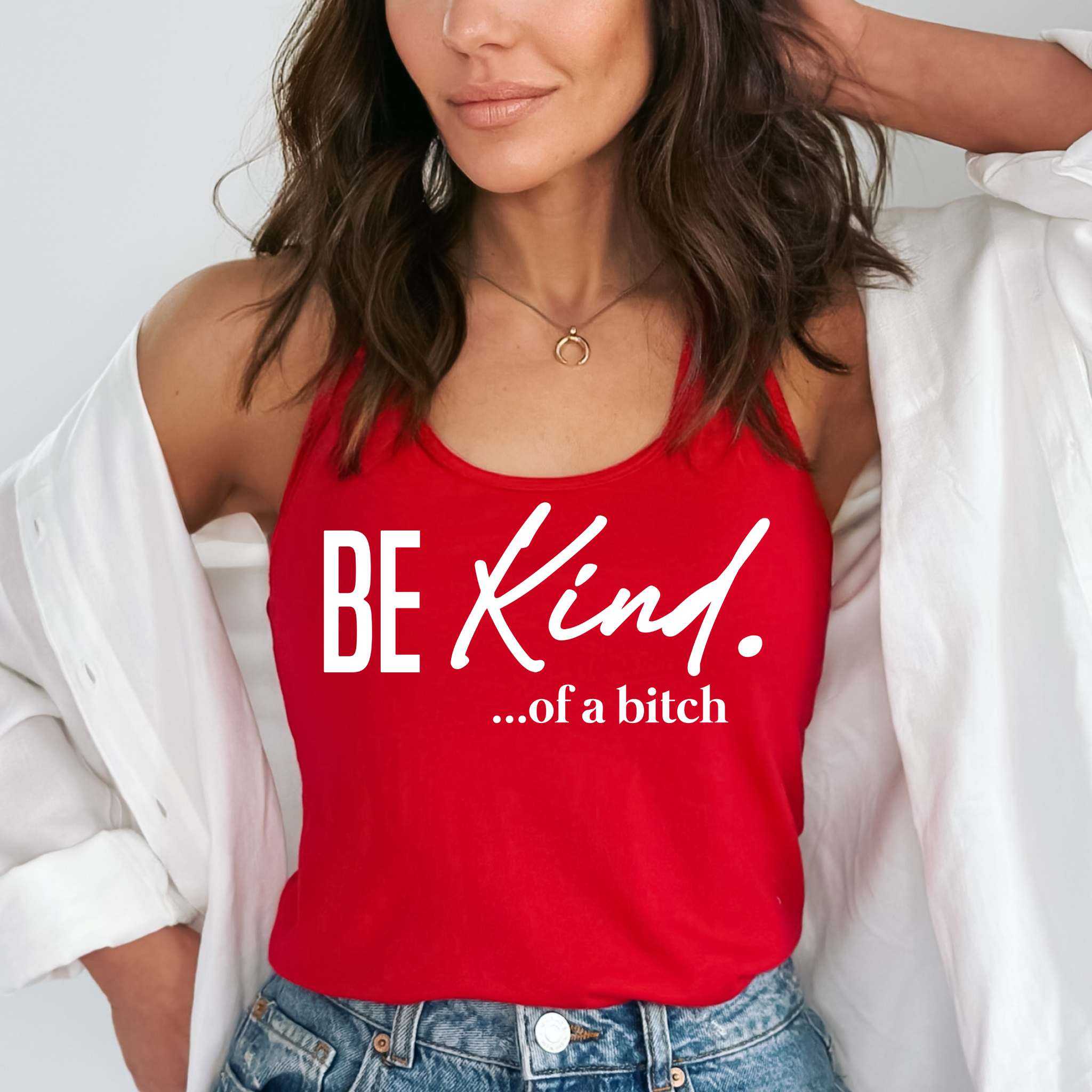 Be Kind…of a Bitch Racerback Tank | Funny Women’s Workout & Summer Tank Top