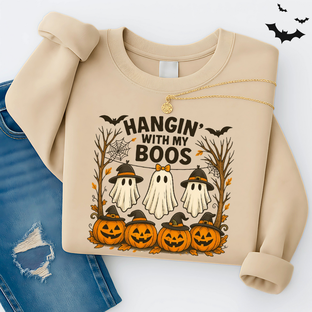 Hangin’ With My Boos Halloween Sweatshirt – Women’s Unisex Pullover