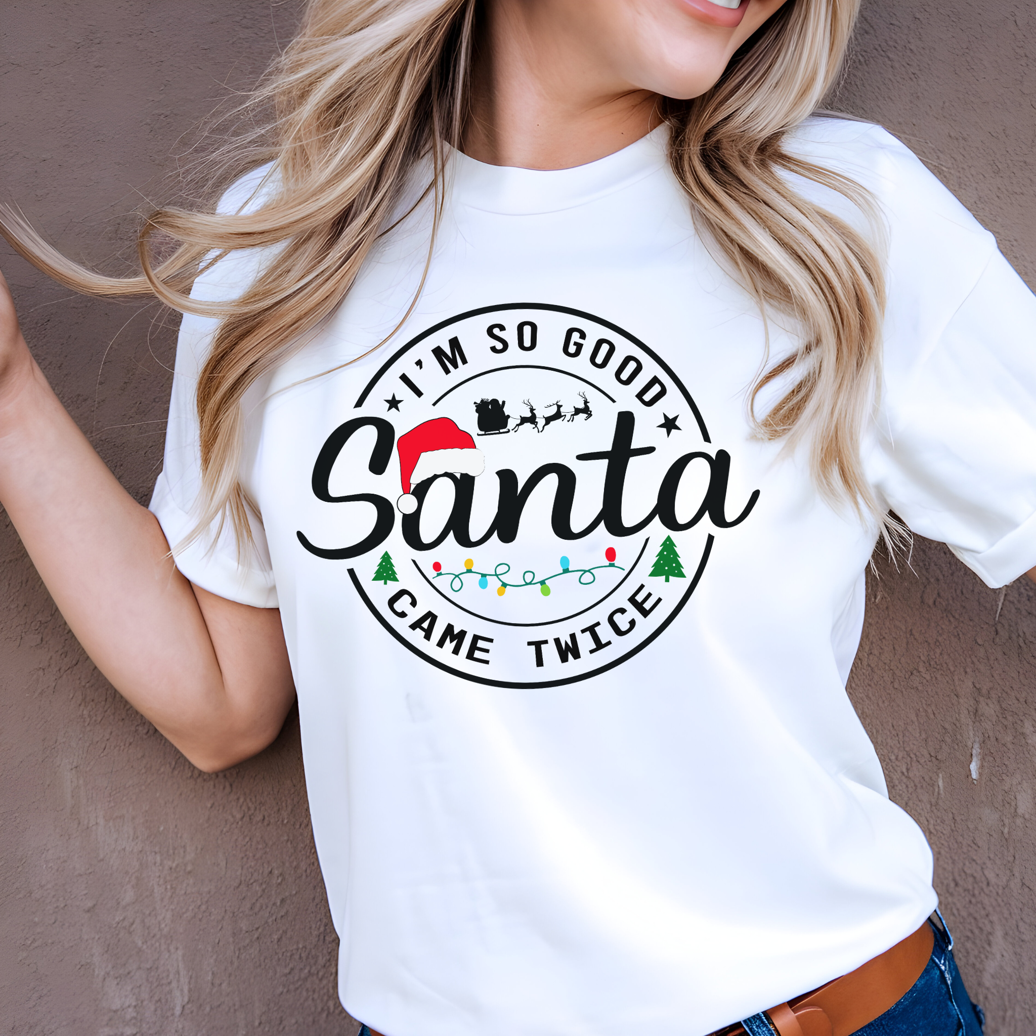 Funny Christmas T-Shirt – I’m So Good Santa Came Twice Holiday Tee