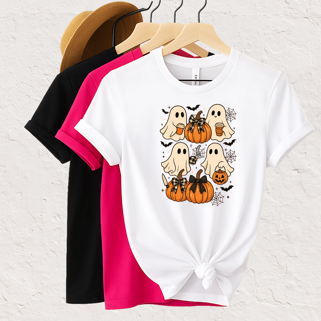 Cute Ghost Pumpkin Halloween T-Shirt – Women’s Unisex Fall Tee