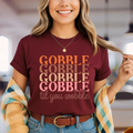 Gobble Til You Wobble Thanksgiving Shirt – Women's Fall Graphic Tee – Cute Turkey Day T-Shirt