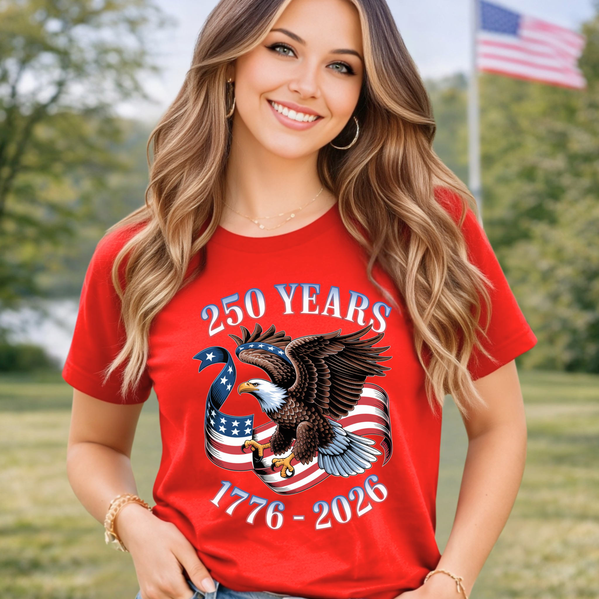 250 Years Strong – Women's Patriotic Eagle Tee, Sweatshirt & Hoodie