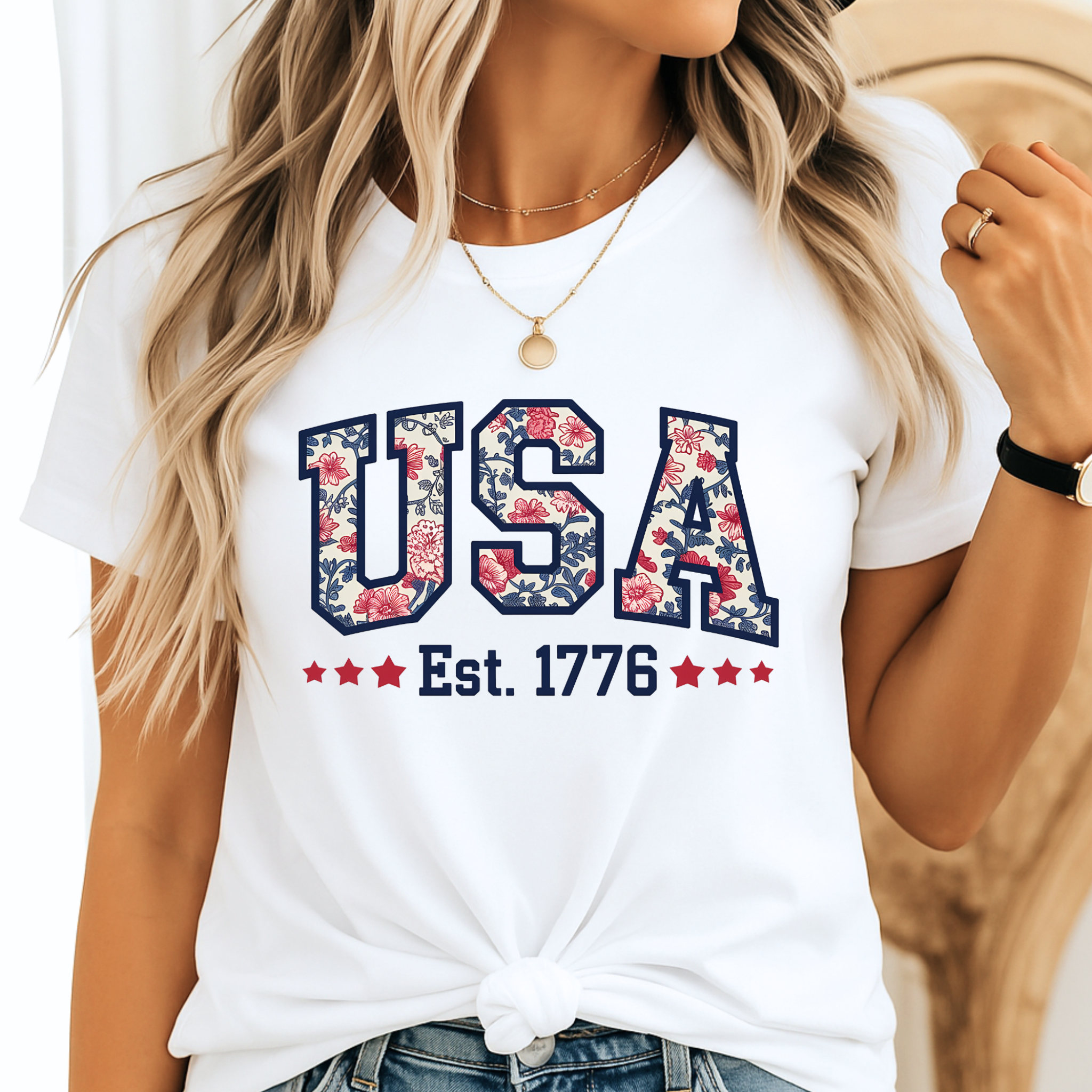USA Est. 1776 Floral Patriotic Shirt – America 250 | Women's