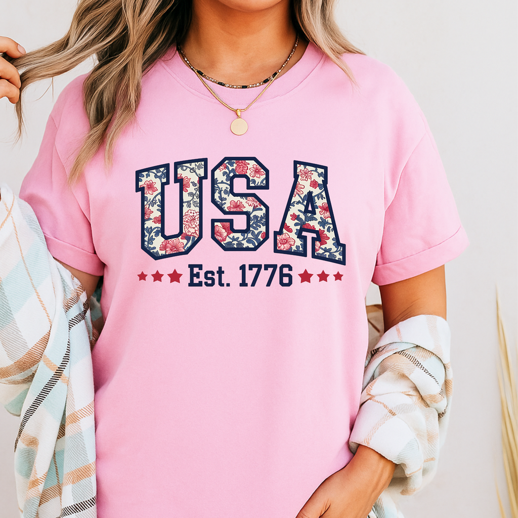 USA Est. 1776 Floral Patriotic Shirt – America 250 | Women's