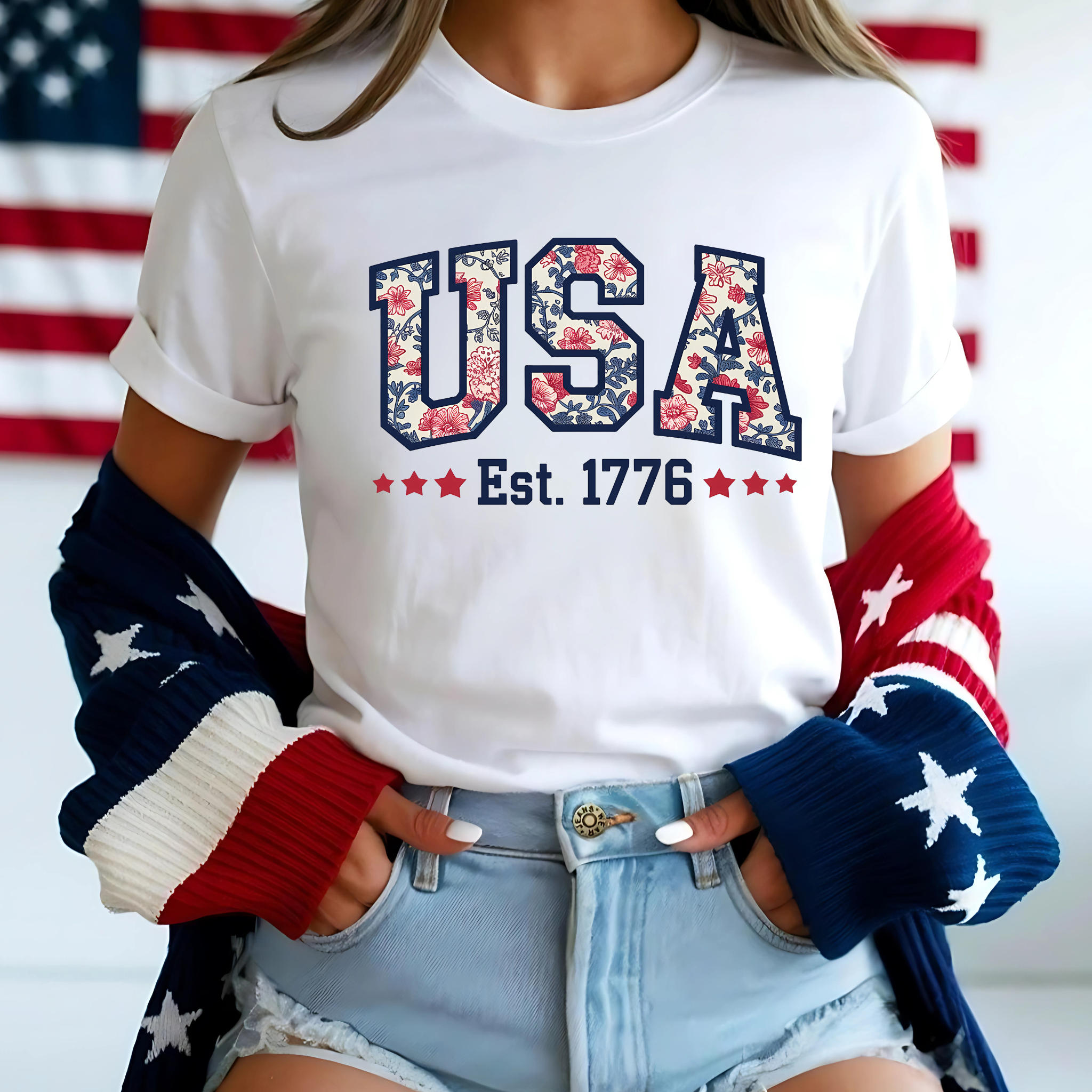 USA Est. 1776 Floral Patriotic Shirt – America 250 | Women's