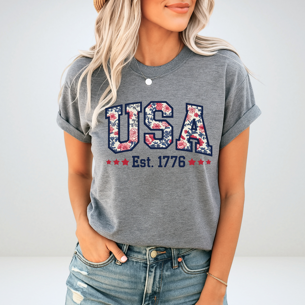 USA Est. 1776 Floral Patriotic Shirt – America 250 | Women's