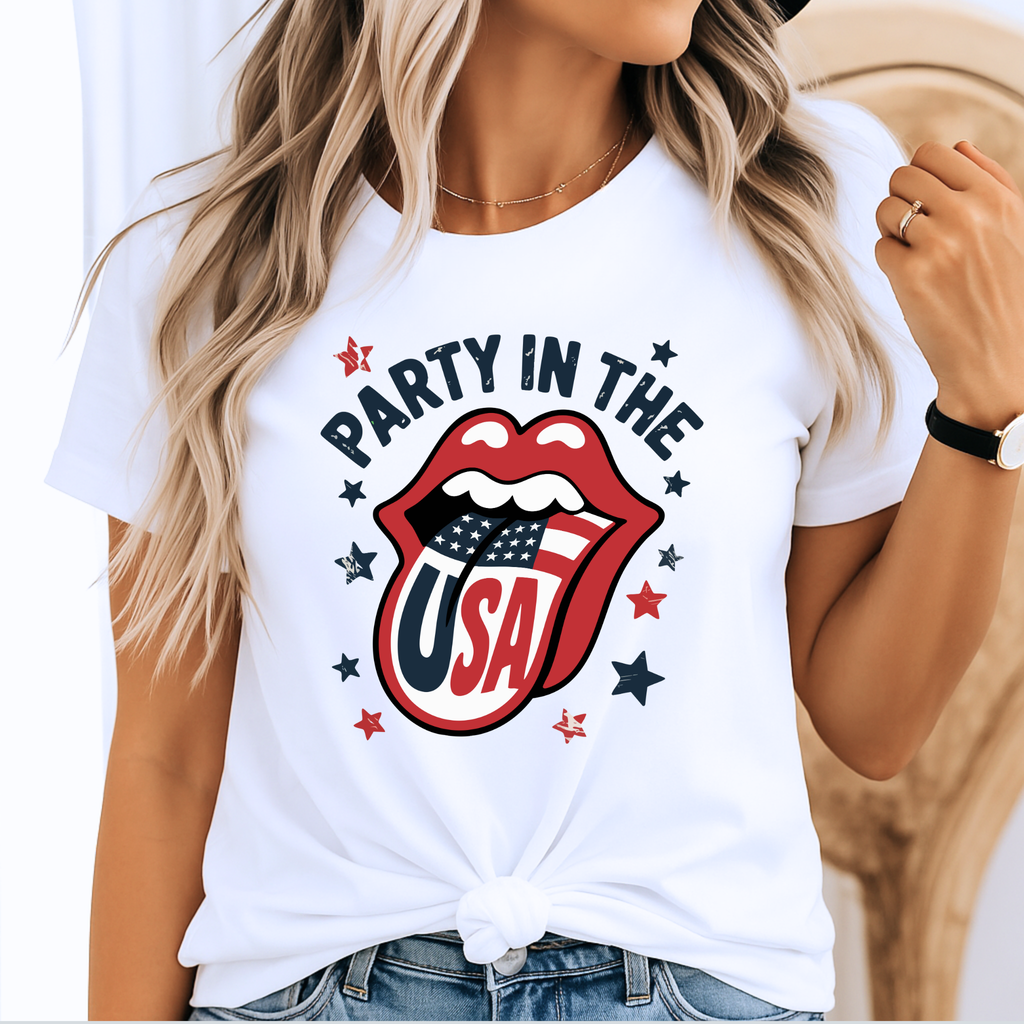 Party in the USA Tee – Patriotic Women's Unisex T-Shirt – 4th of July Graphic Tee