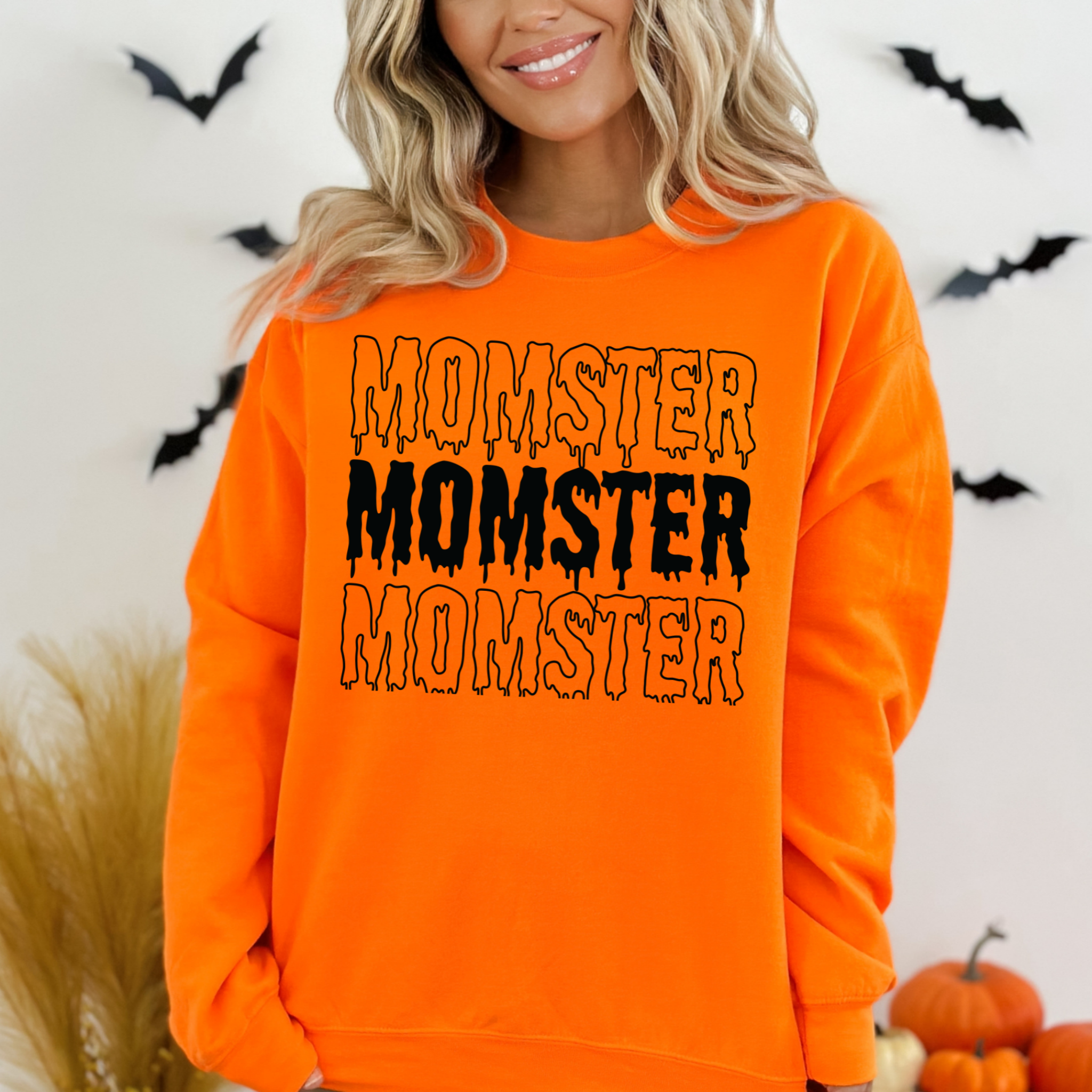 Momster Halloween Sweatshirt – Funny Fall Graphic Pullover for Women