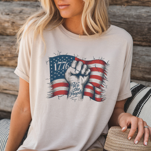 1776 We The People Patriotic Shirt – American Flag Fist Graphic Tee