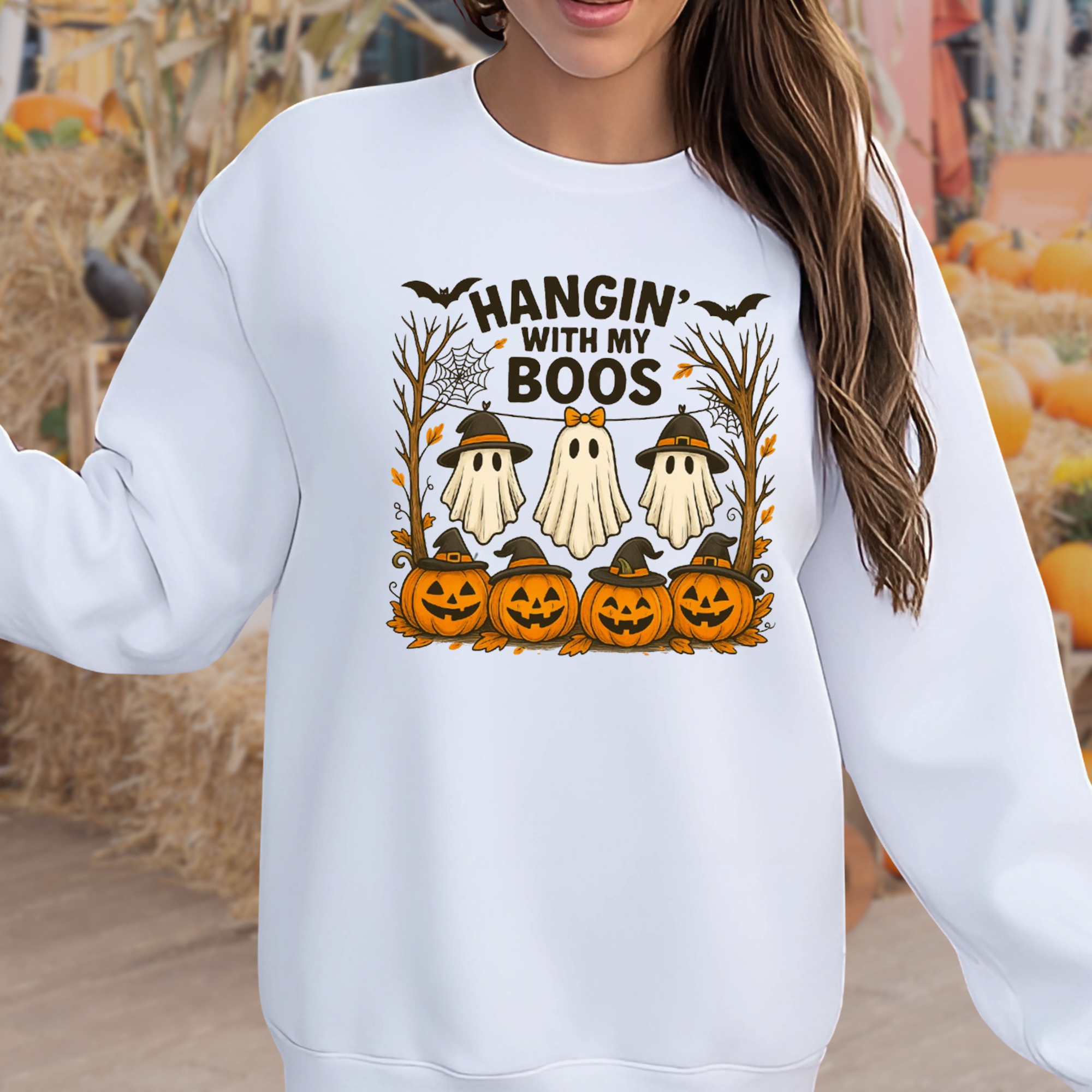 Hangin’ With My Boos Halloween Sweatshirt – Women’s Unisex Pullover