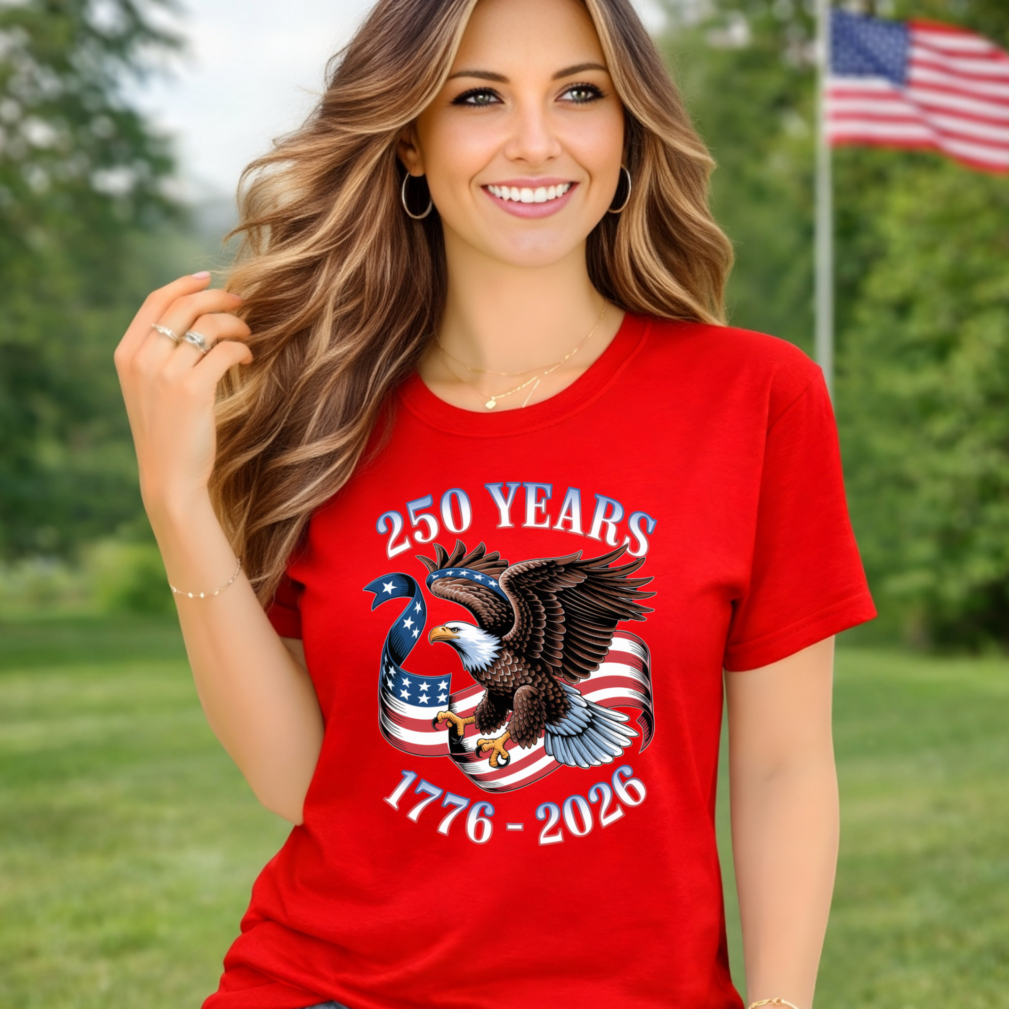 250 Years Strong – Women's Patriotic Eagle Tee, Sweatshirt & Hoodie