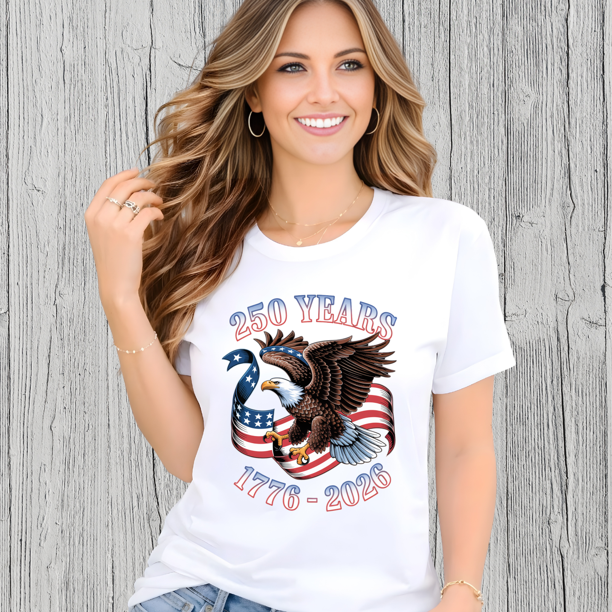 250 Years Strong – Women's Patriotic Eagle Tee, Sweatshirt & Hoodie