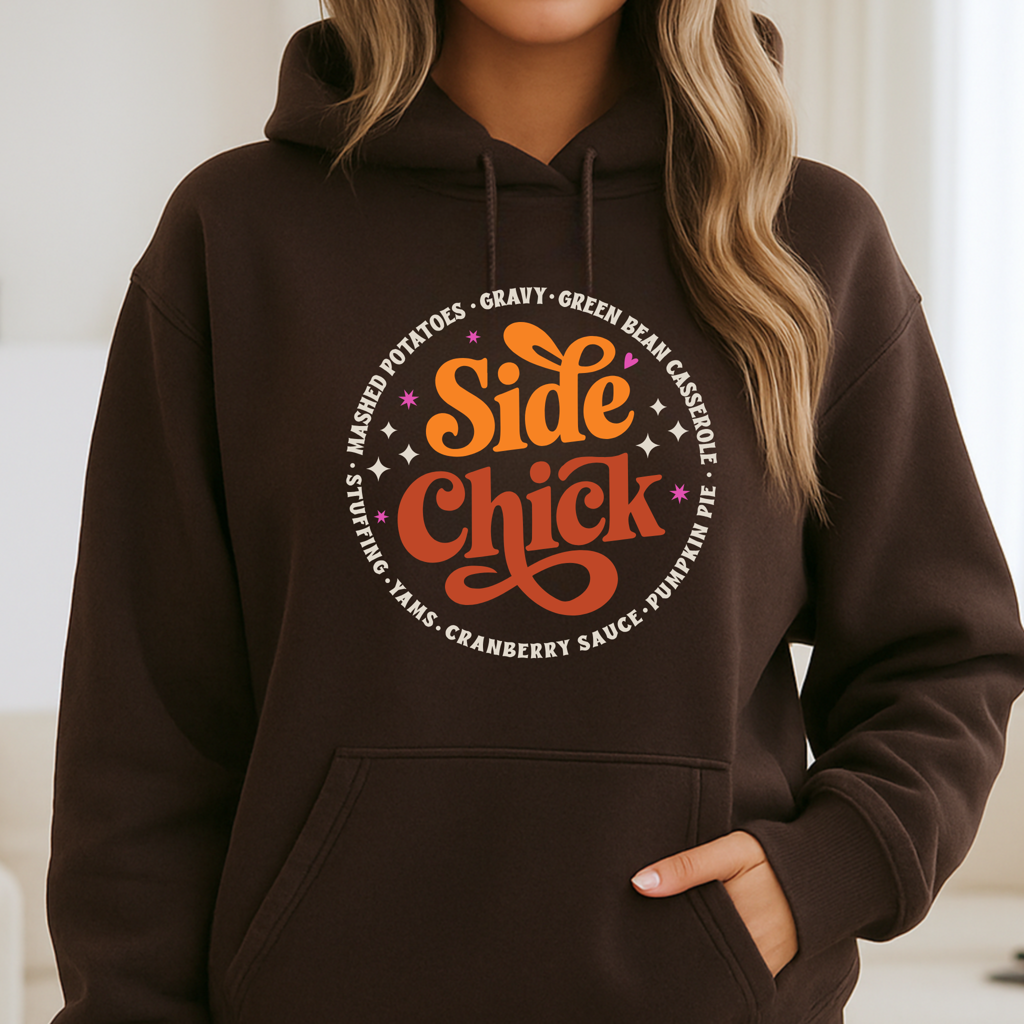 Side Chick Thanksgiving Hoodie – Funny Women's Unisex Fall Pullover