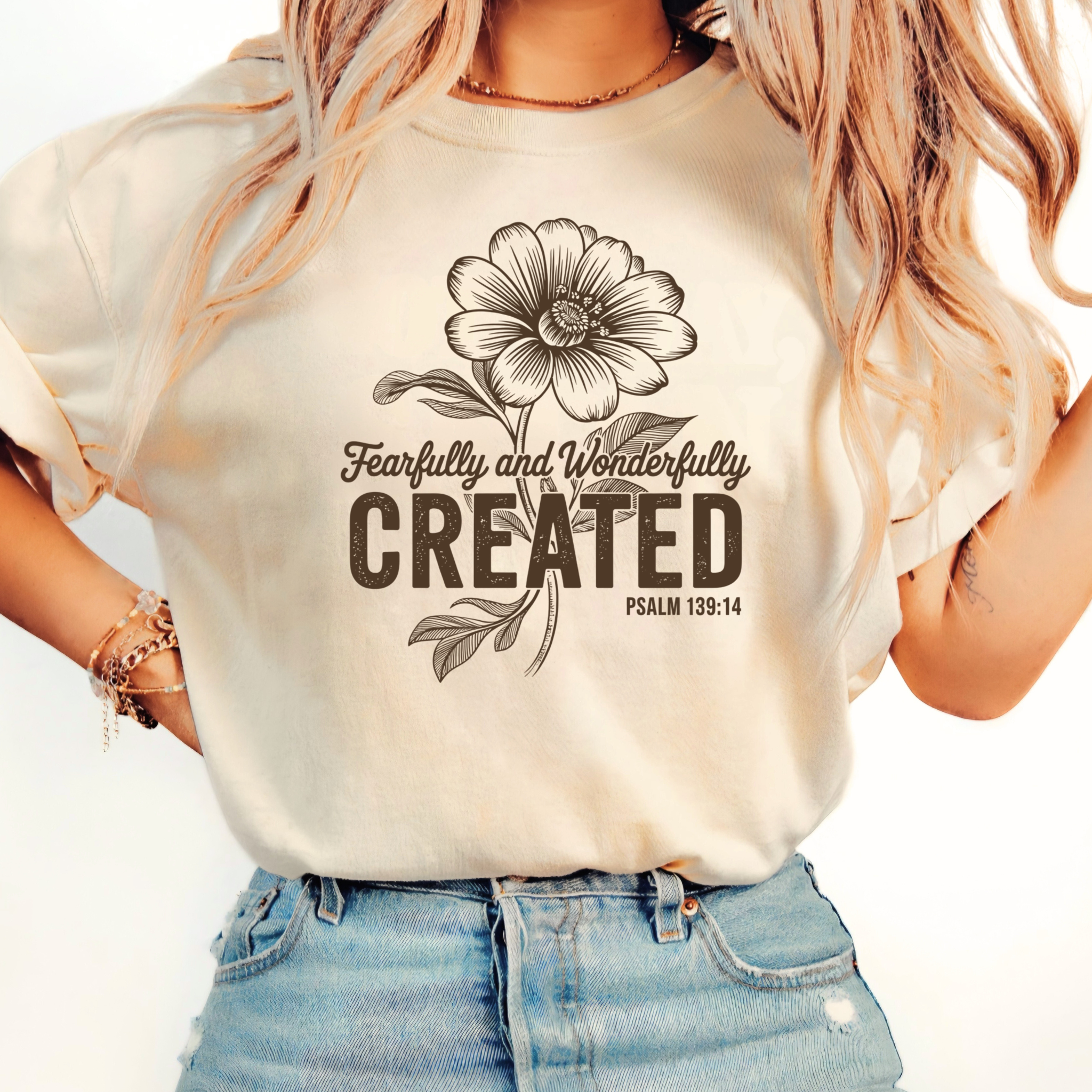 Fearfully and Wonderfully Created Shirt – Psalm 139:14 Christian T-Shirt, Sweatshirt & Hoodie for Women